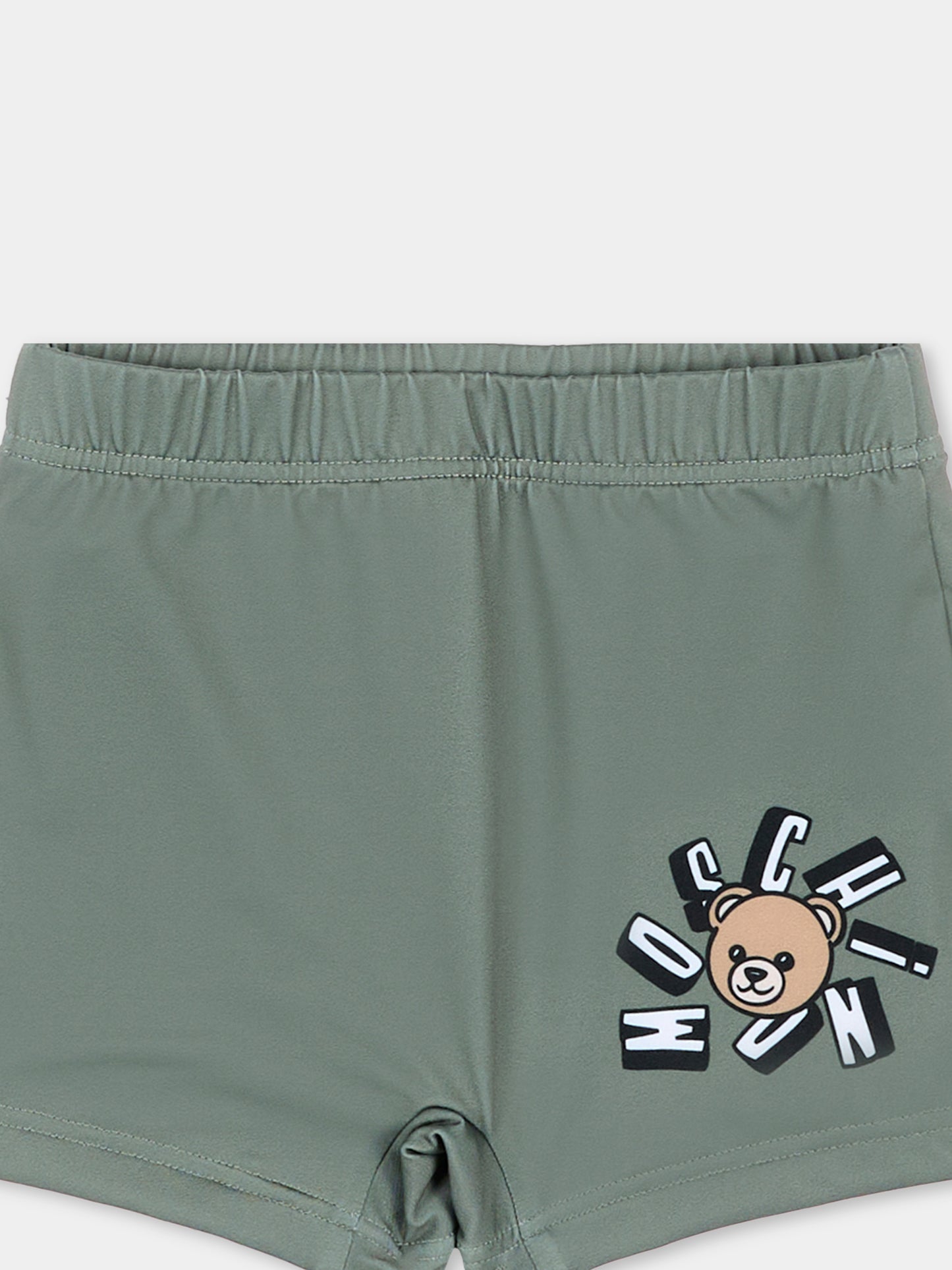 Boxer mare verde per neonato con logo,Moschino Kids,MXL006 LKA11 30037