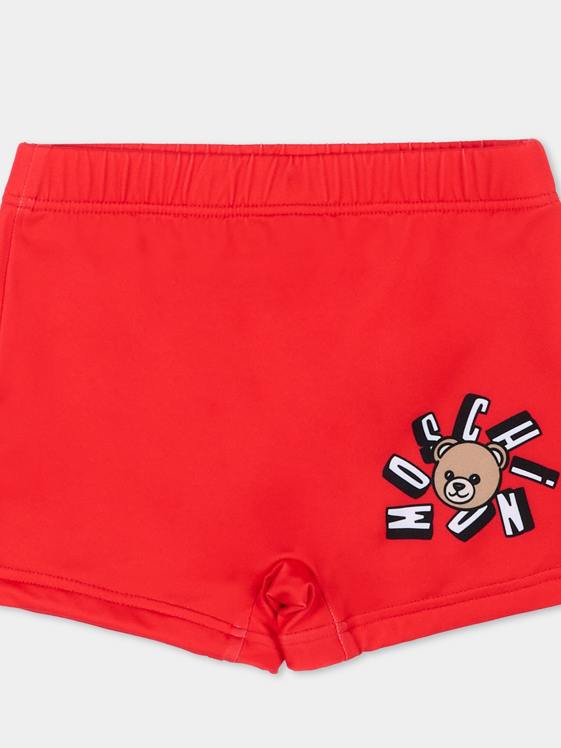 Boxer mare rosso per neonato con logo,Moschino Kids,MXL006 LKA11 50109