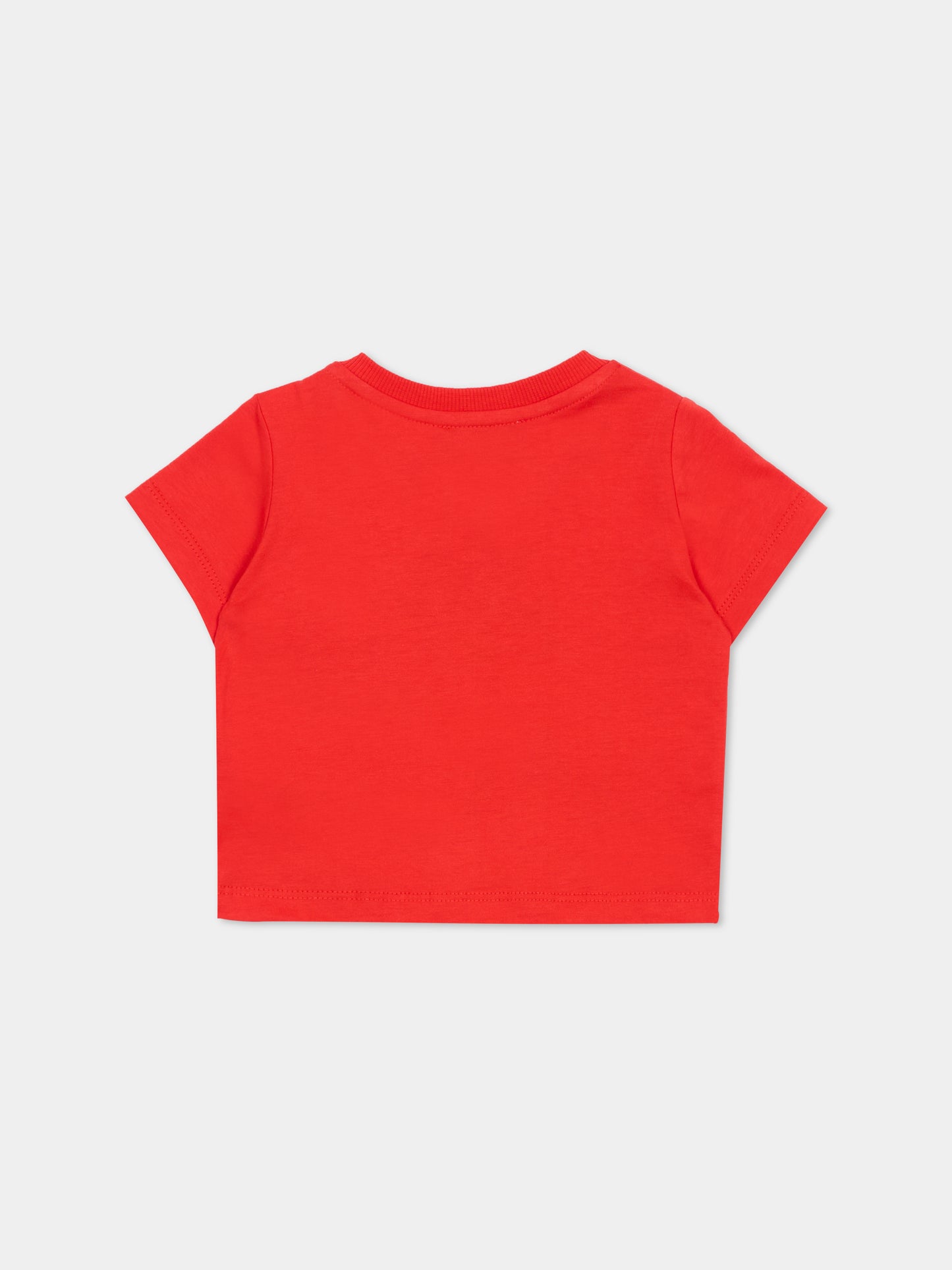 T-shirt rouge per neonati con Teddy Bear,Moschino Kids,MXM047 LAA02 50109