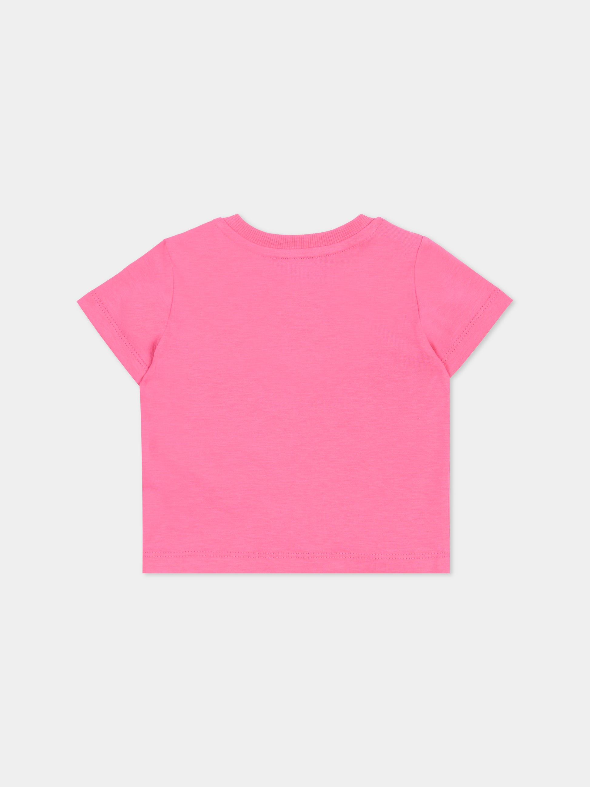 T-shirt fucsia per neonata con Teddy Bear,Moschino Kids,MXM047 LAA02 50533