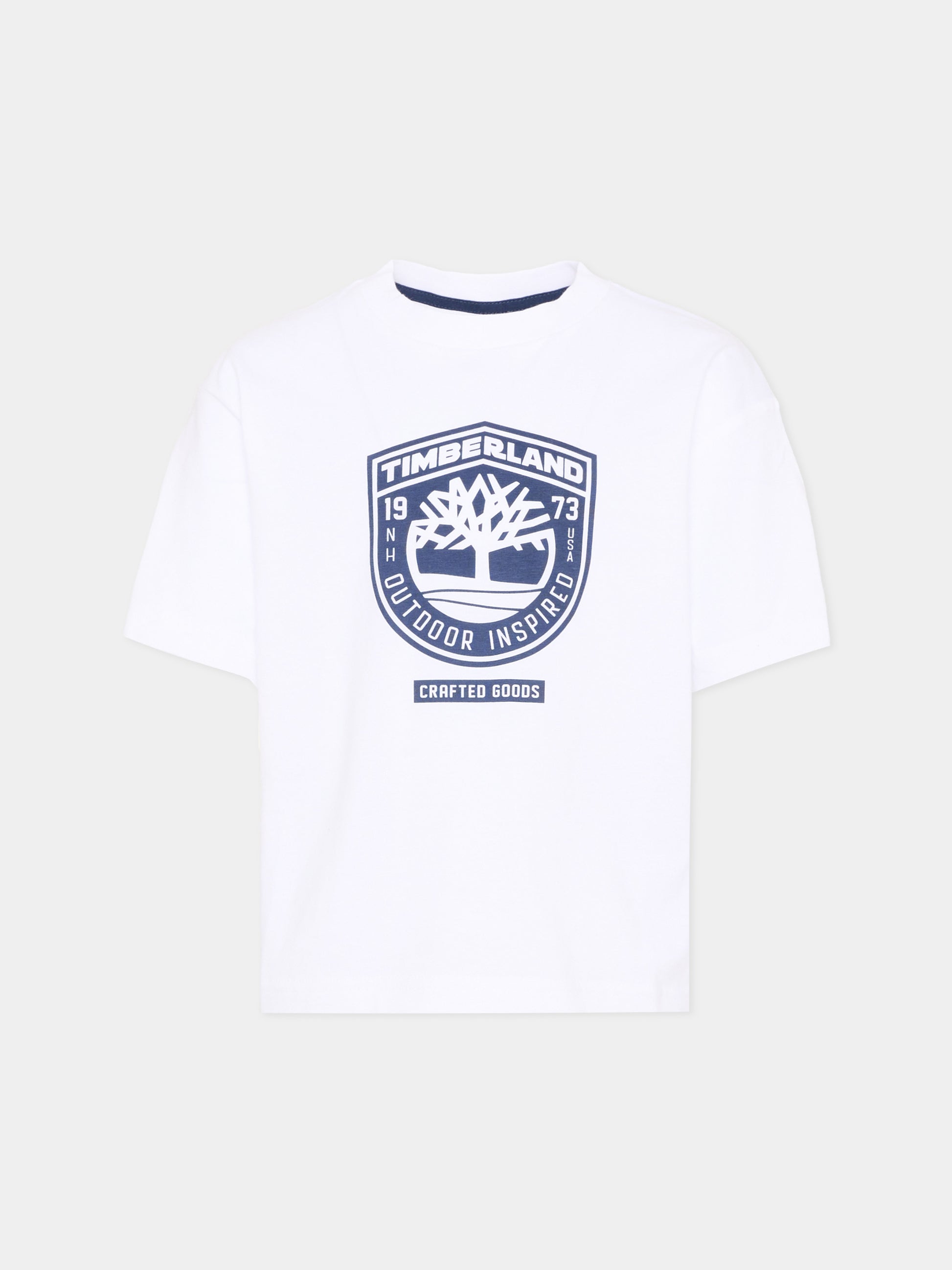 T-shirt bianca per bambino con logo,Timberland,T60791 10P