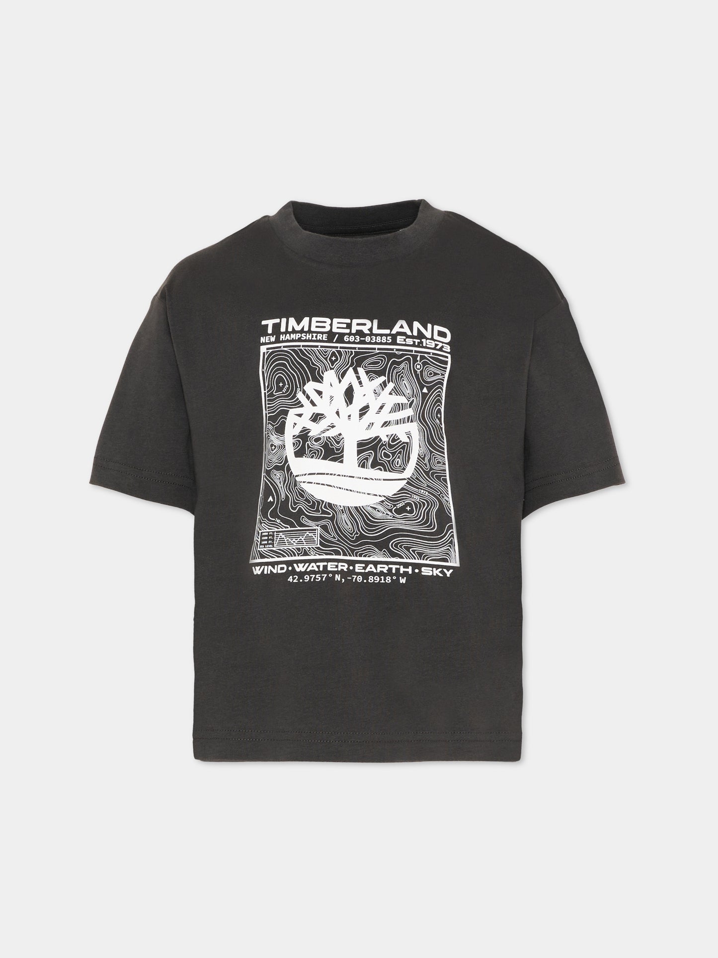 T-shirt grigia per bambino con stampa logo,Timberland,T60794 066