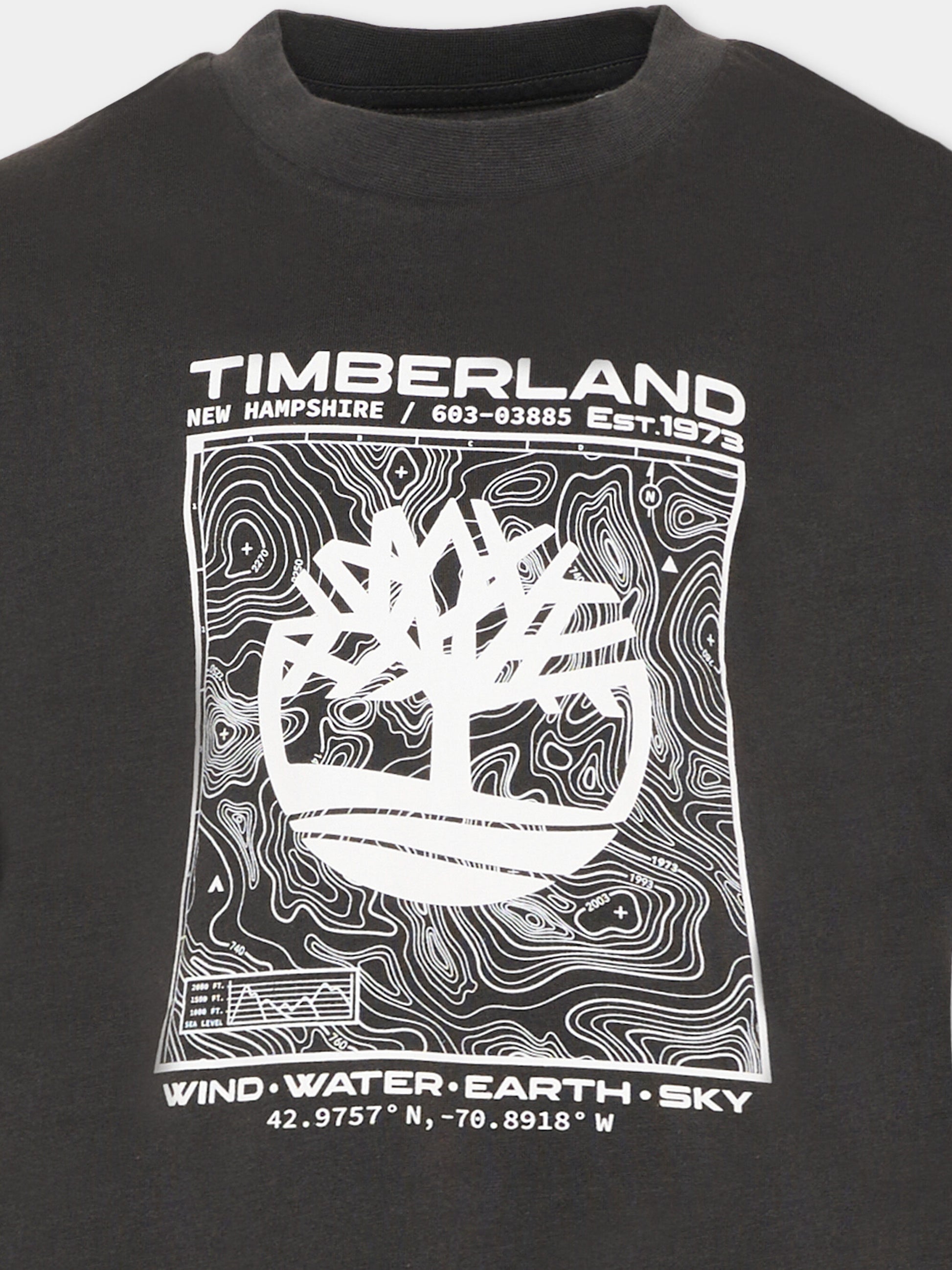 T-shirt grigia per bambino con stampa logo,Timberland,T60794 066