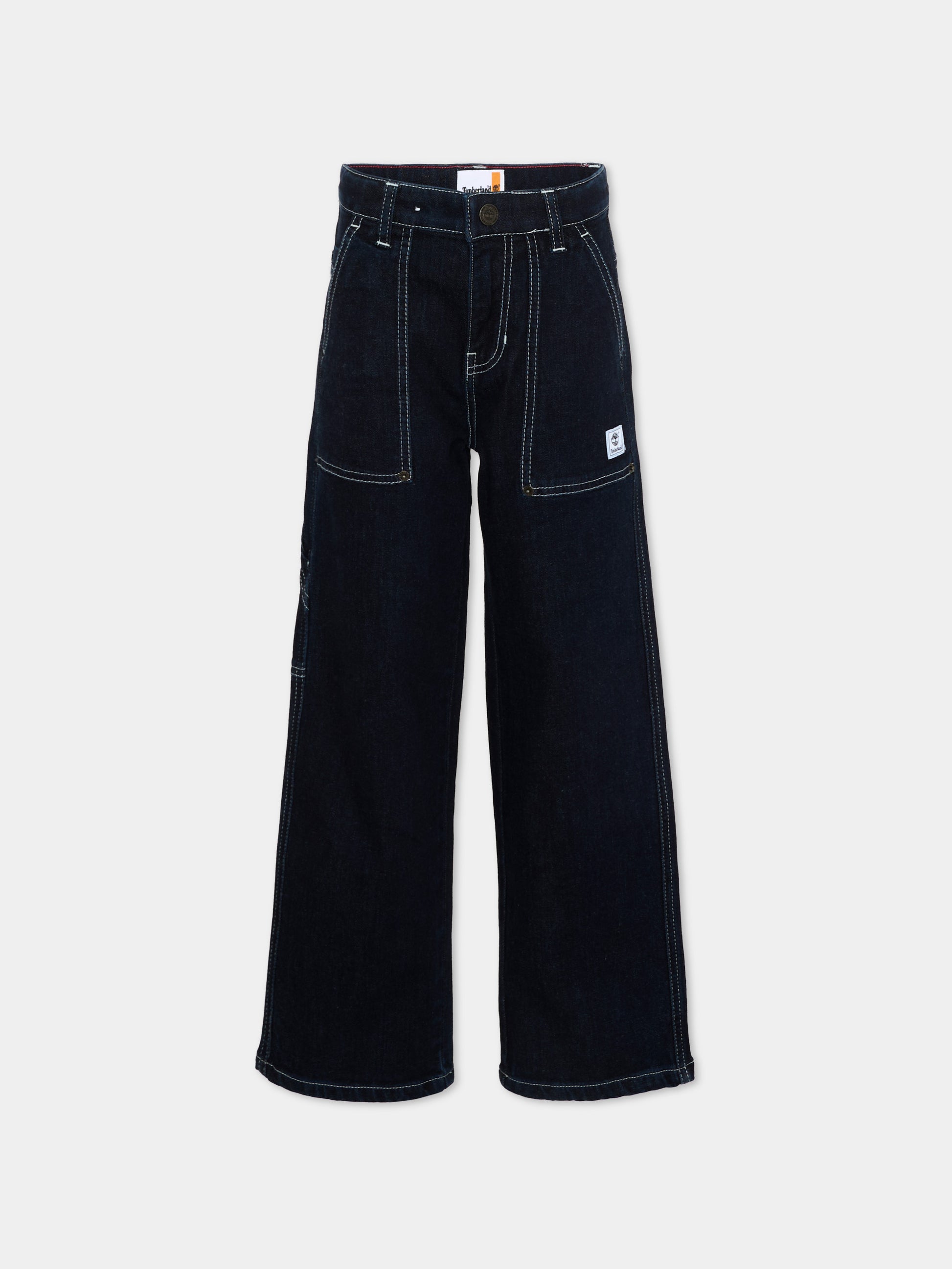 Jeans denim per bambino con logo,Timberland,T60840 Z10