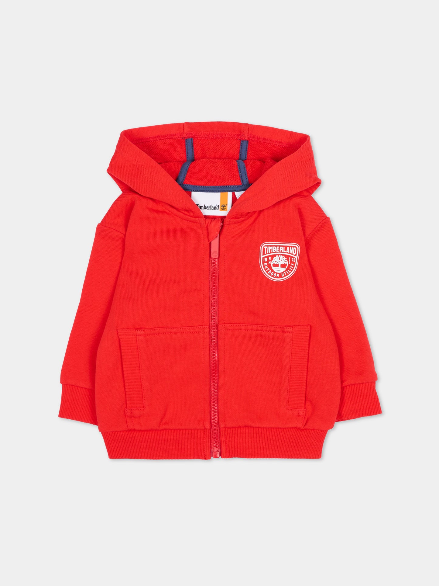 Felpa rossa per neonato con logo,Timberland,T60867 97E