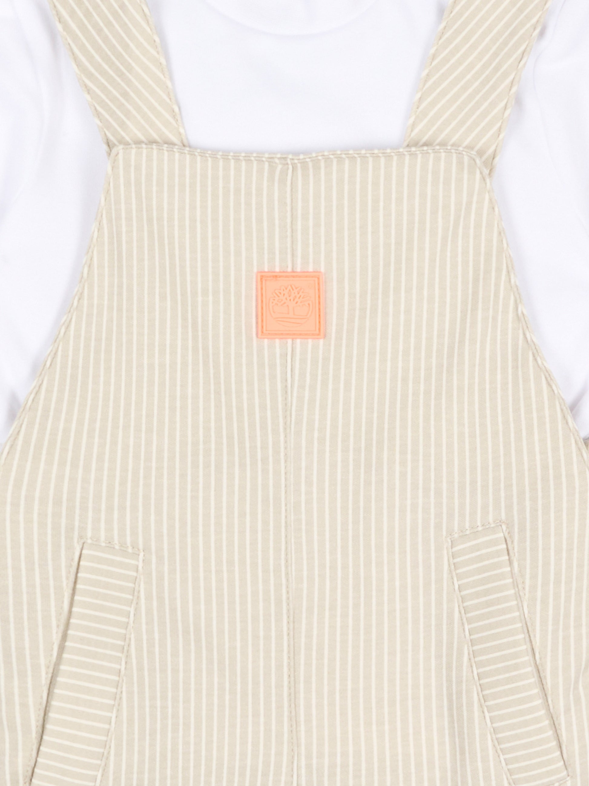 Salopette beige per neonato a righe,Timberland,T60883 N52