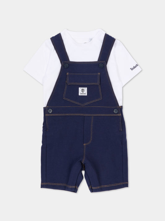 Salopette blu per neonato con logo,Timberland,T60886 85T
