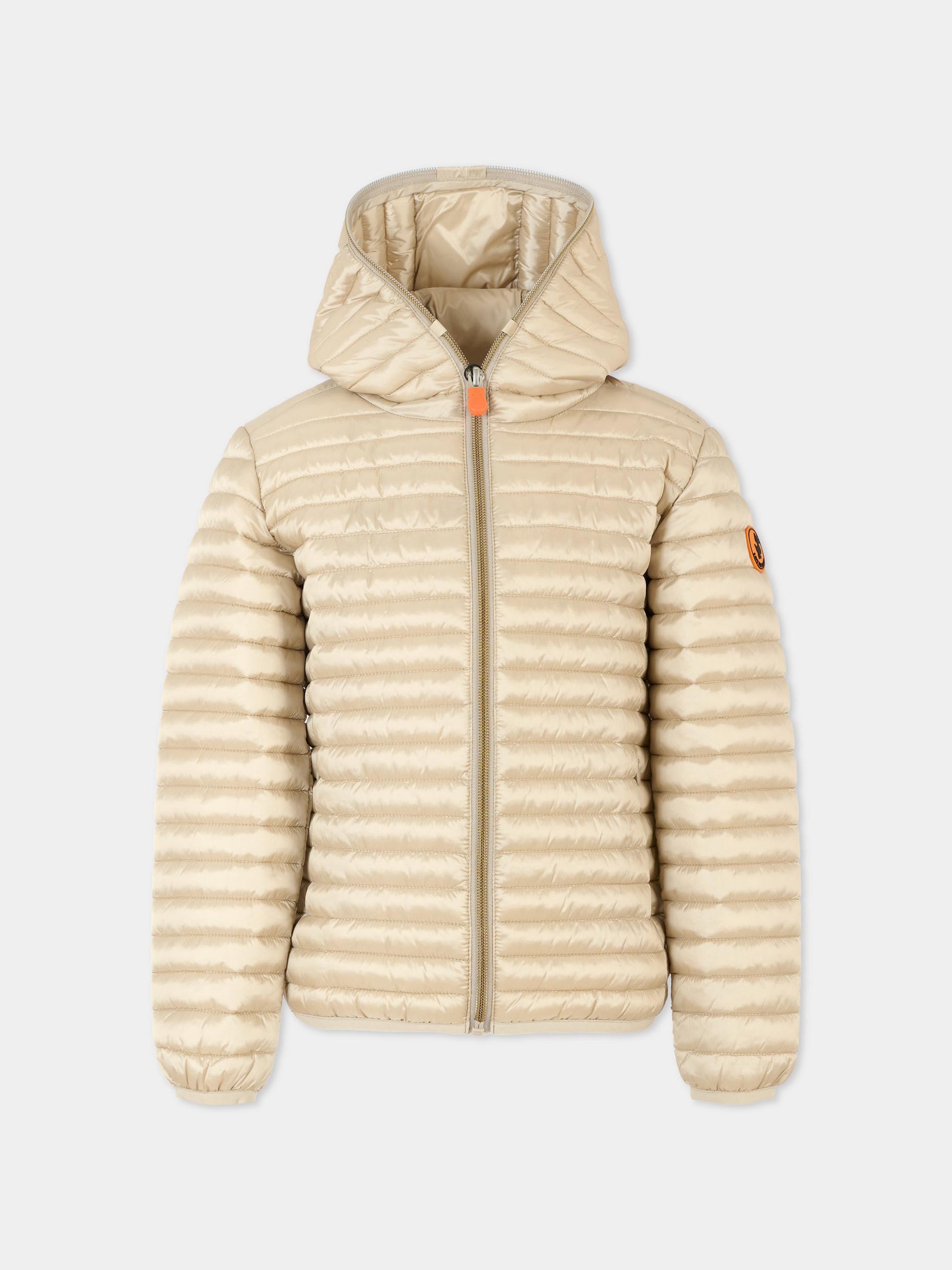 Piumino Rosy beige per bambina con logo,Save The Duck Kids,J32310G IRIS20 40003