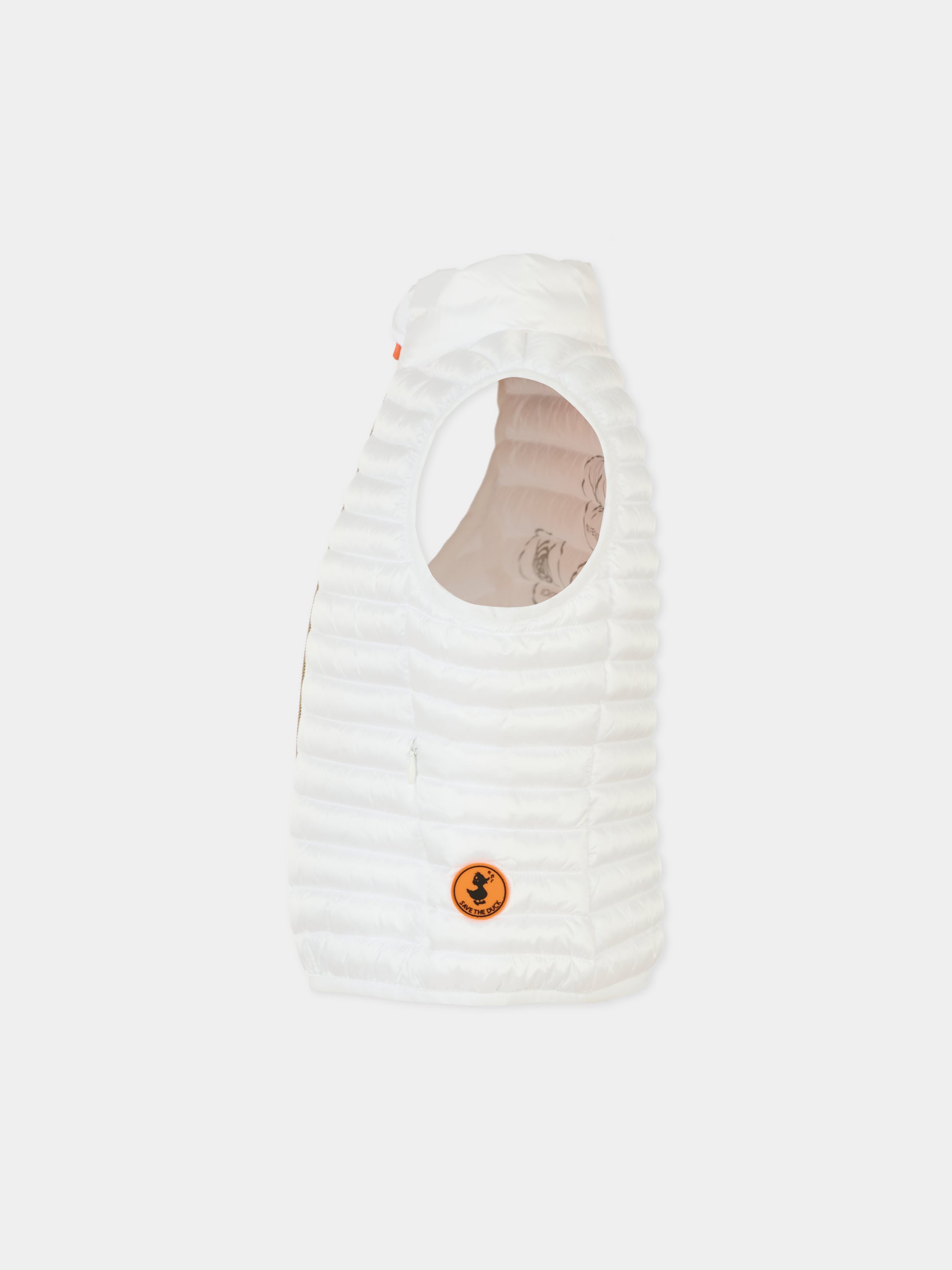 Gilet Ava bianco per bambina con logo,Save The Duck Kids,J85310G IRIS20 00000