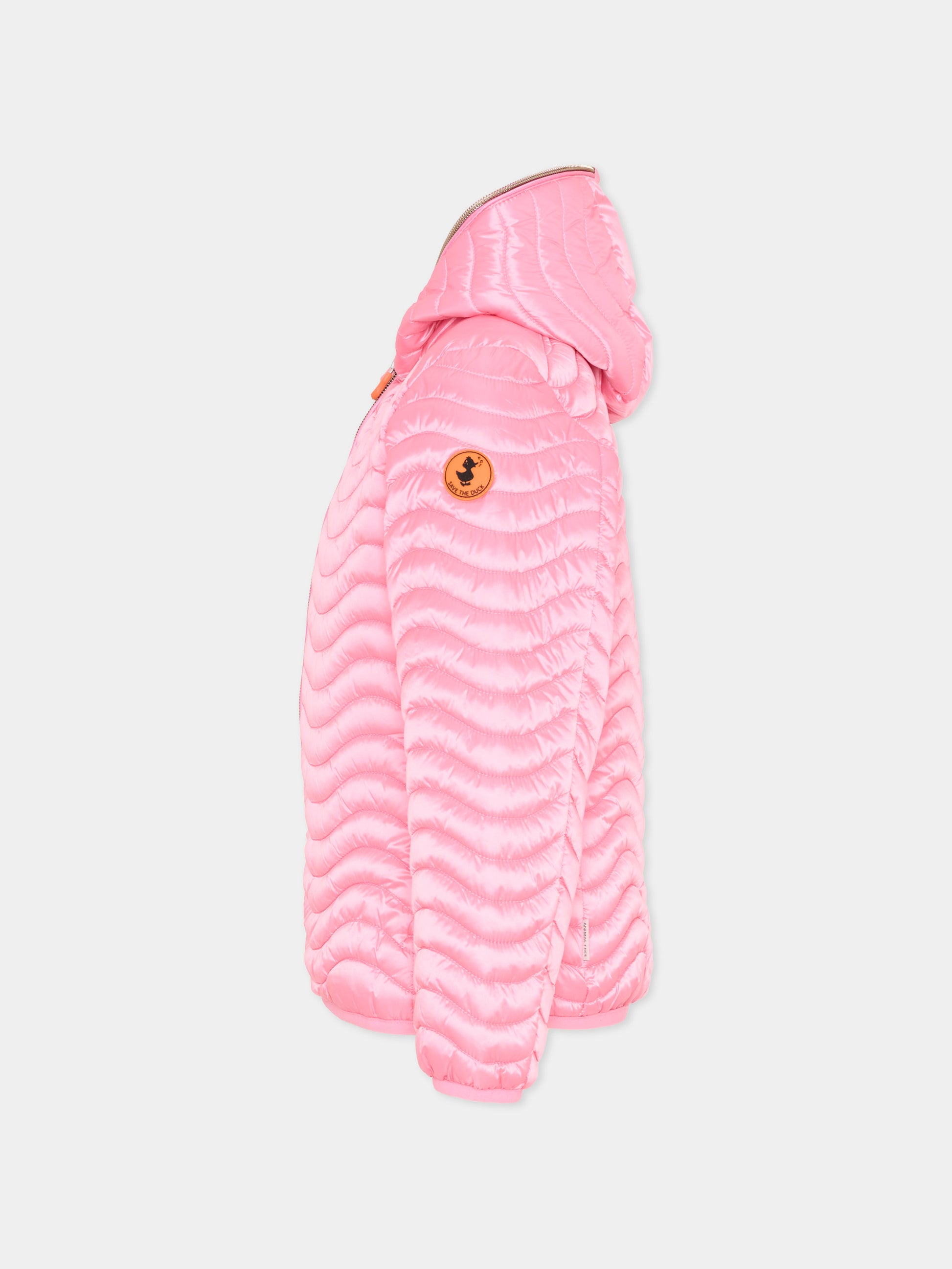 Piumino rosa per bambina trapuntato,Save The Duck Kids,J32197G IRIS22 80018
