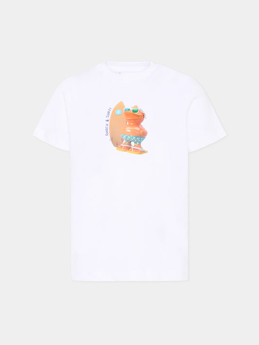 T-shirt bianca per bambino con stampa,Save The Duck Kids,JT2787X BESY22 00000