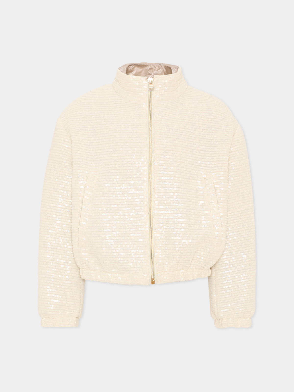 Bomber avorio per bambina con paillettes,Herno Kids,GI000095G 12862S 1200