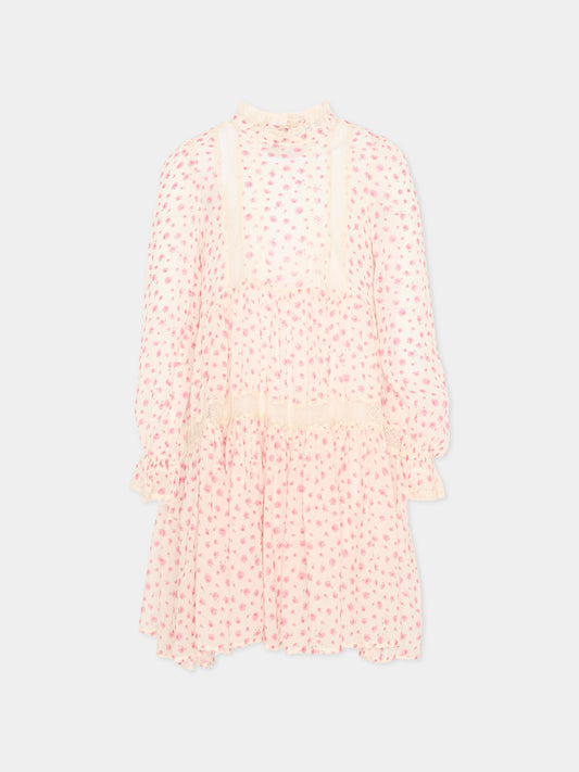 Vestito rosa floreale per bambina,Philosophy,I1G910 - 7602 - 0294