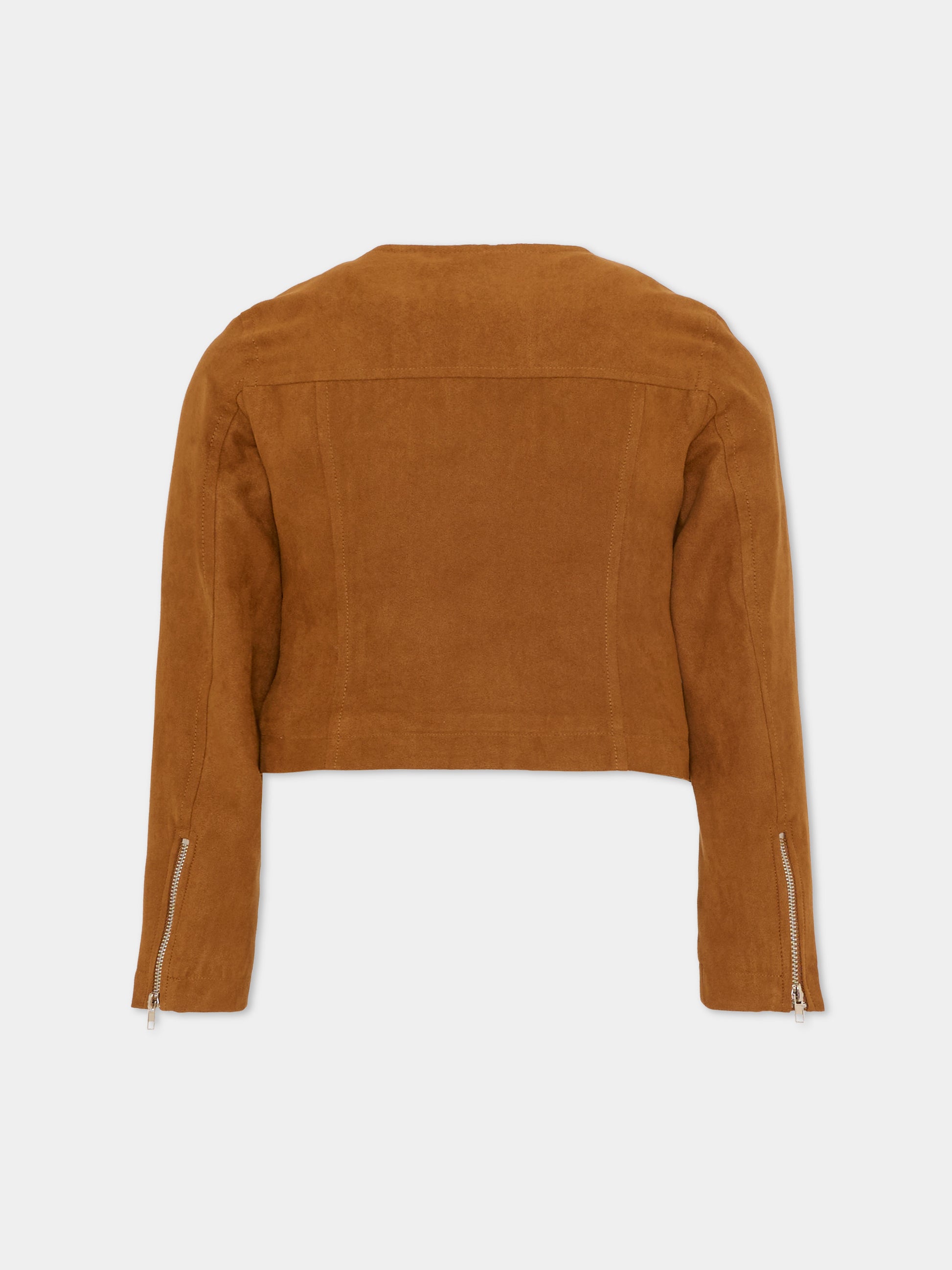 Giubbotto marrone per bambina con ricamo,Ermanno Scervino Junior,Z9G100 - 7731 - 0005