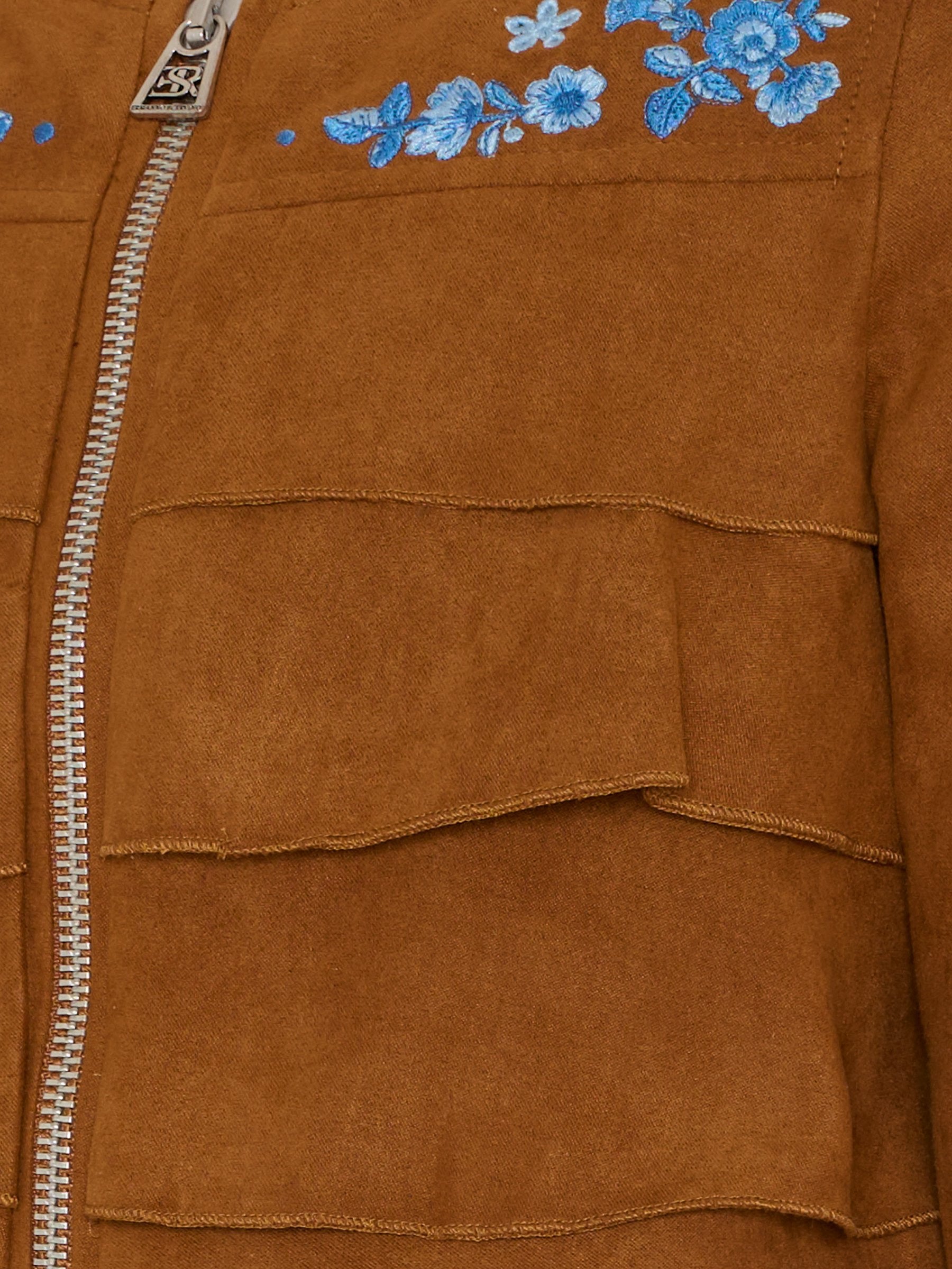 Giubbotto marrone per bambina con ricamo,Ermanno Scervino Junior,Z9G100 - 7731 - 0005