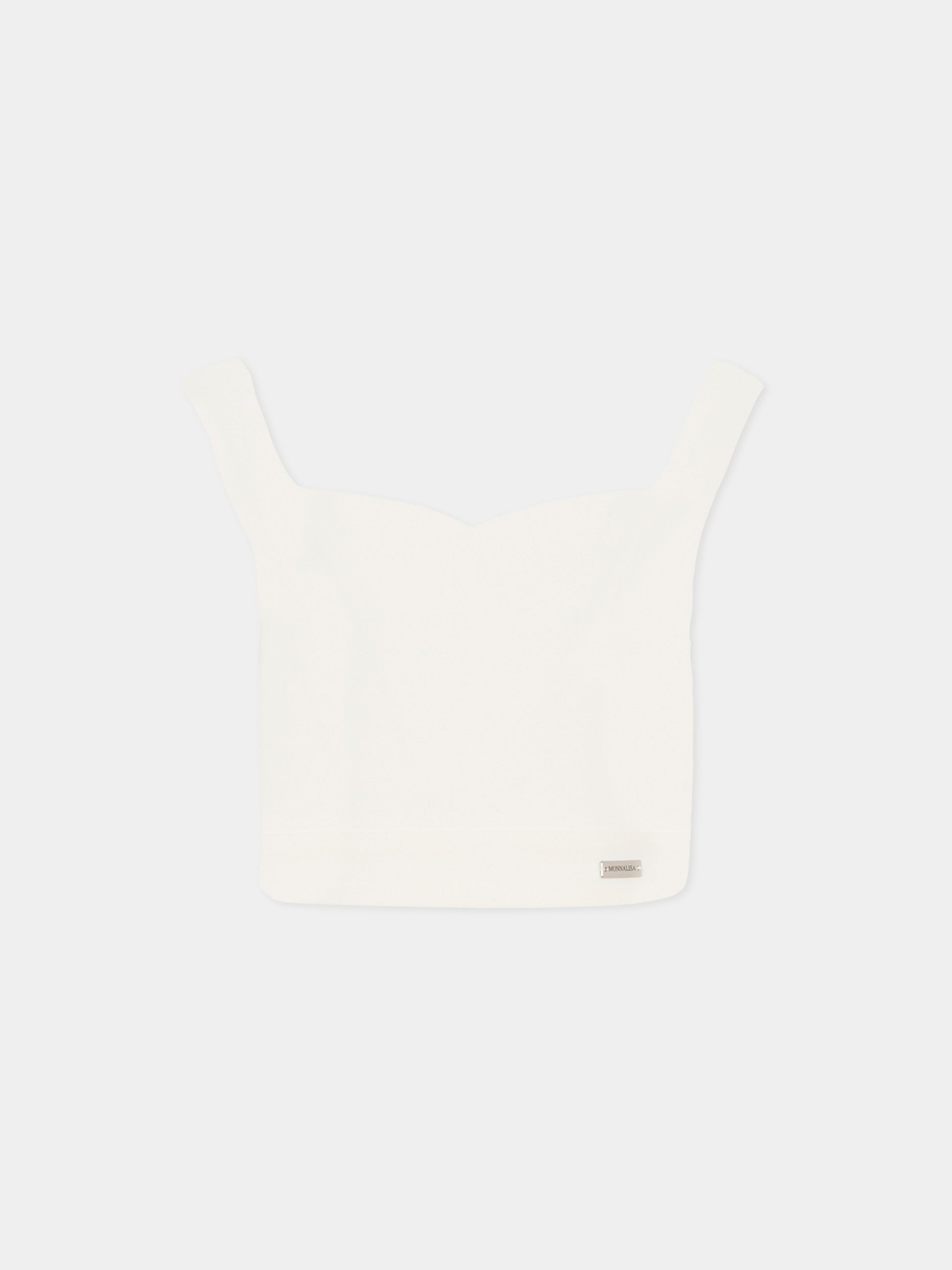 Top avorio per bambina con logo,Monnalisa,71G307 - 7303 - 0001