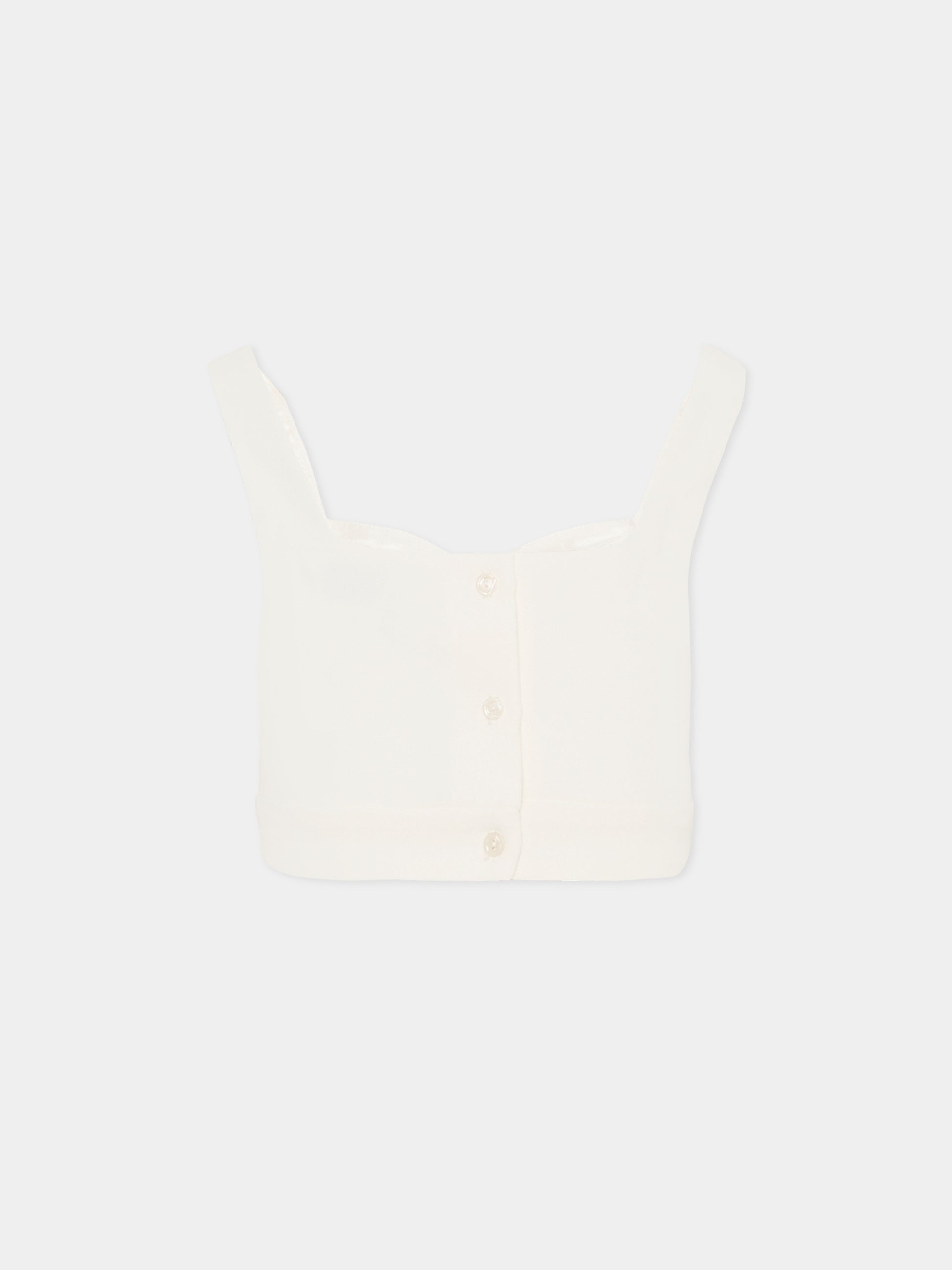 Top avorio per bambina con logo,Monnalisa,71G307 - 7303 - 0001