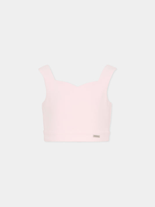 Top rosa per bambina con logo,Monnalisa,71G307 - 7303 - 0091