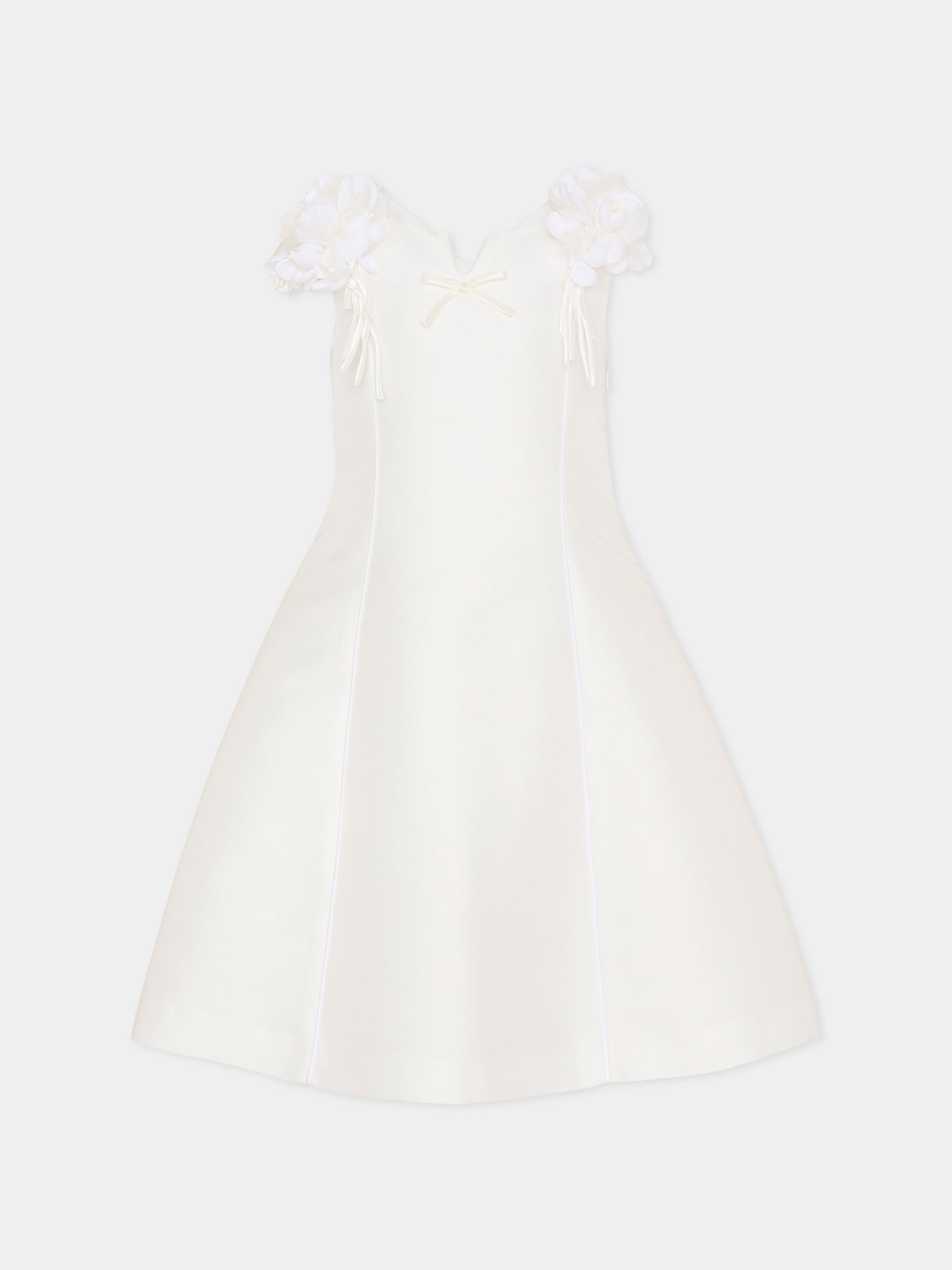 Vestito avorio per bambina con fiori,Monnalisa,71G902 - 7302 - 0001