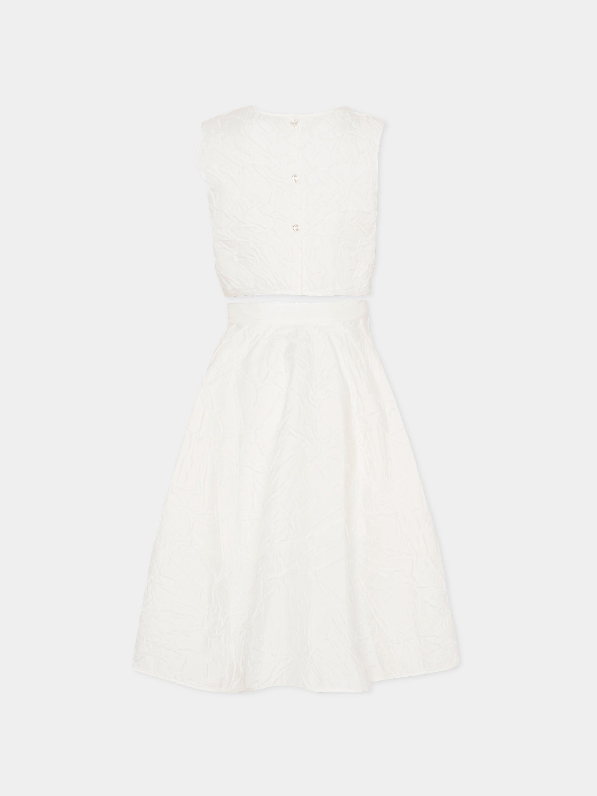 Completo avorio per bambina con rosa,Monnalisa,71G501 - 7305 - 0001