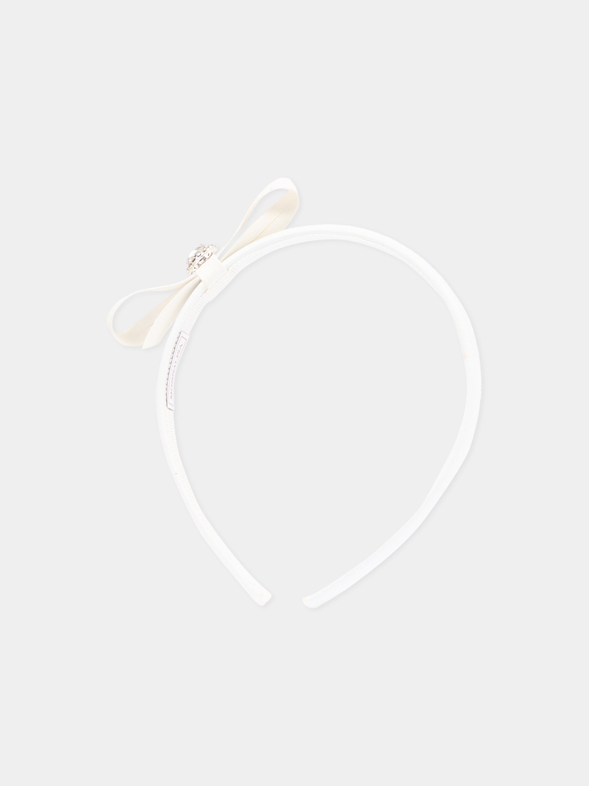 Cerchietto bianco per bambina con fiocco,Monnalisa,17G005 - 7067 - 0099