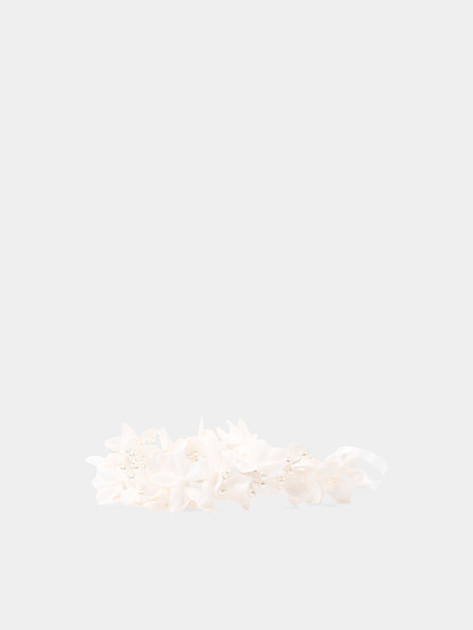 Cerchietto rosa per bambina con fiori e perle,Monnalisa,79G008 - 7097 - 0092