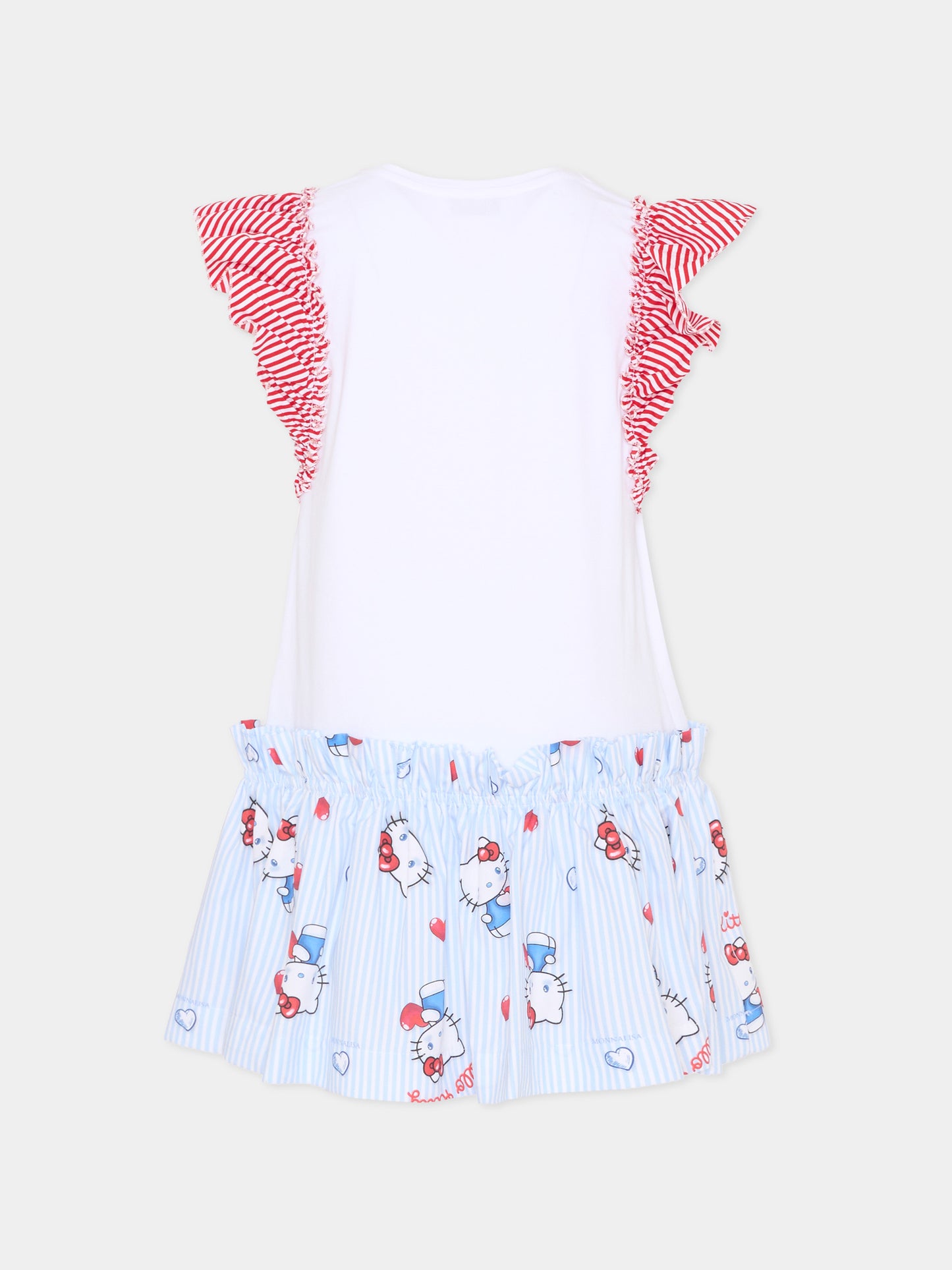 Vestito bianco per bambina con Hello Kitty,Monnalisa,11G917 - 7201 - 0099