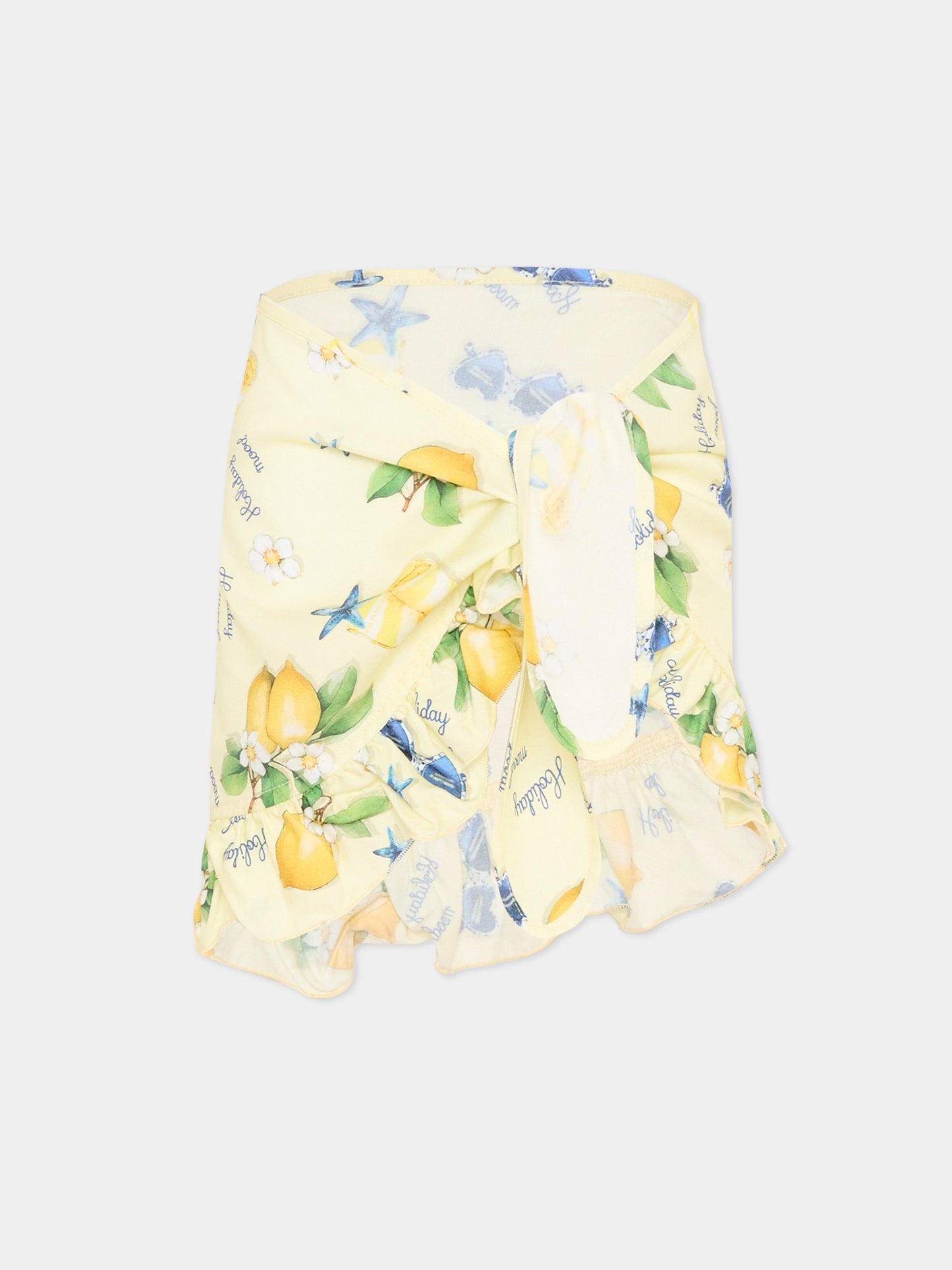 Copricostume giallo per bambina con limoni,Monnalisa,19G008 - 7028 - 0014