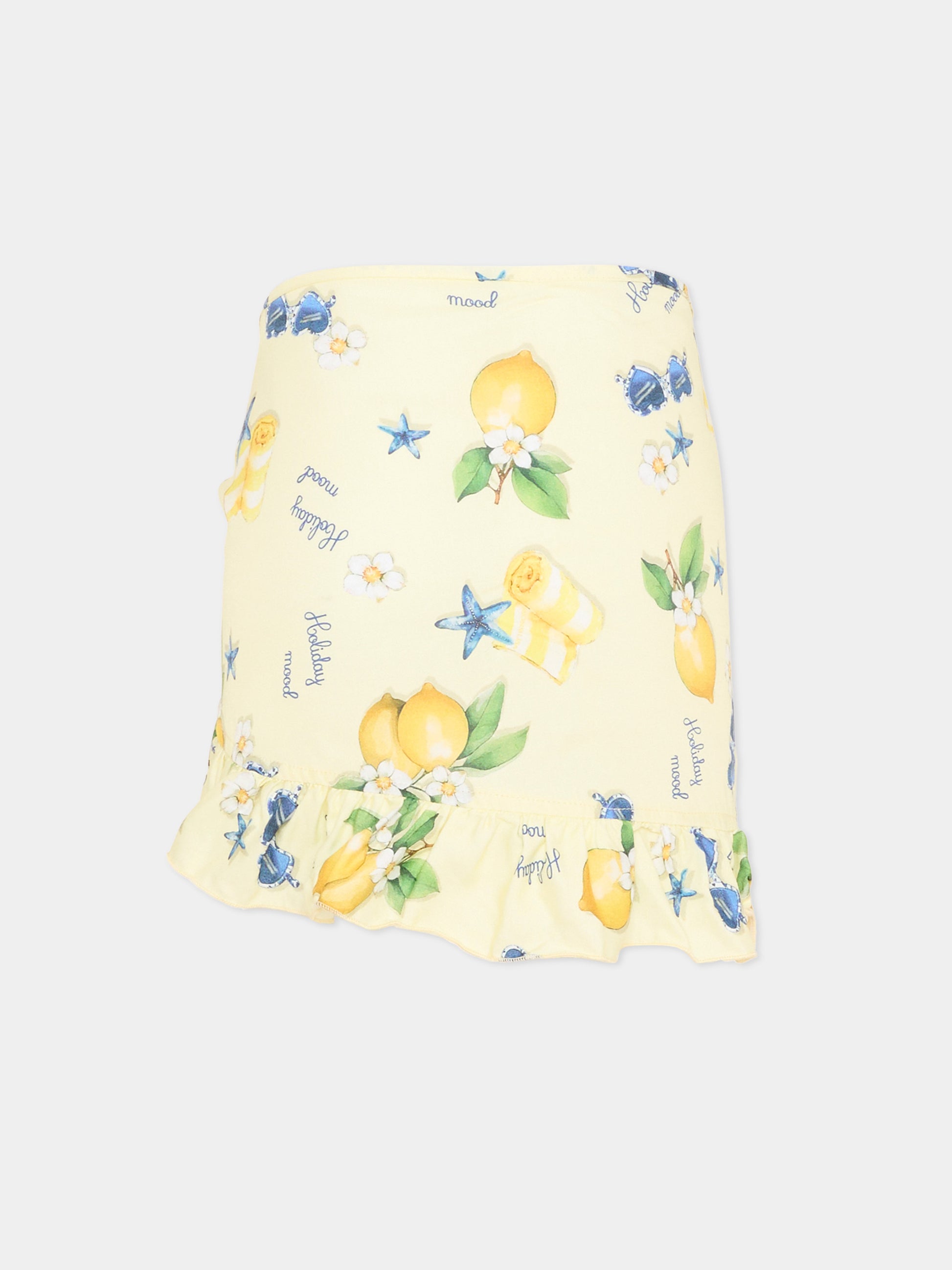 Copricostume giallo per bambina con limoni,Monnalisa,19G008 - 7028 - 0014