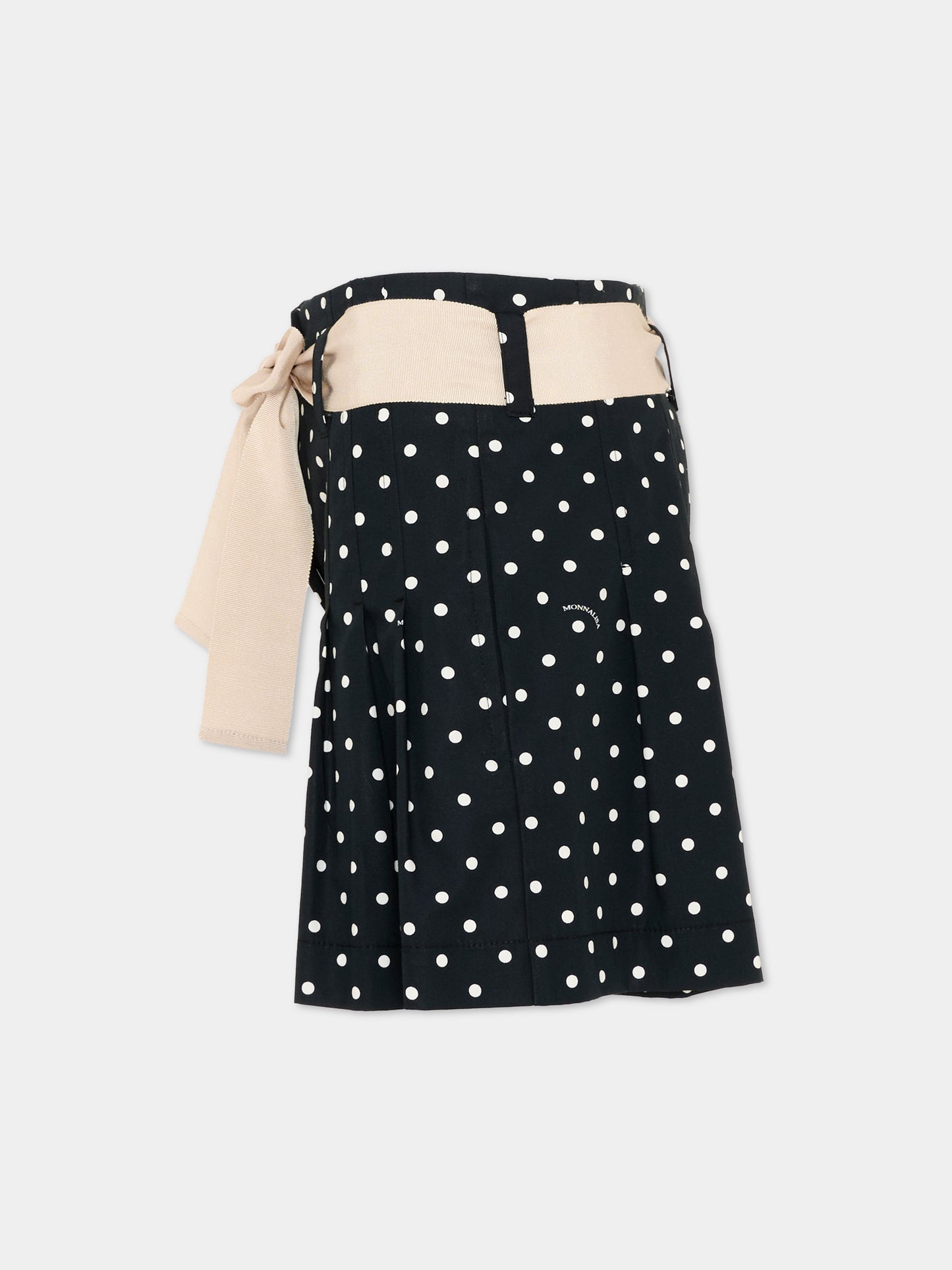 Shorts nero a pois per bambina,Monnalisa,11G413 - 7600 - 5099