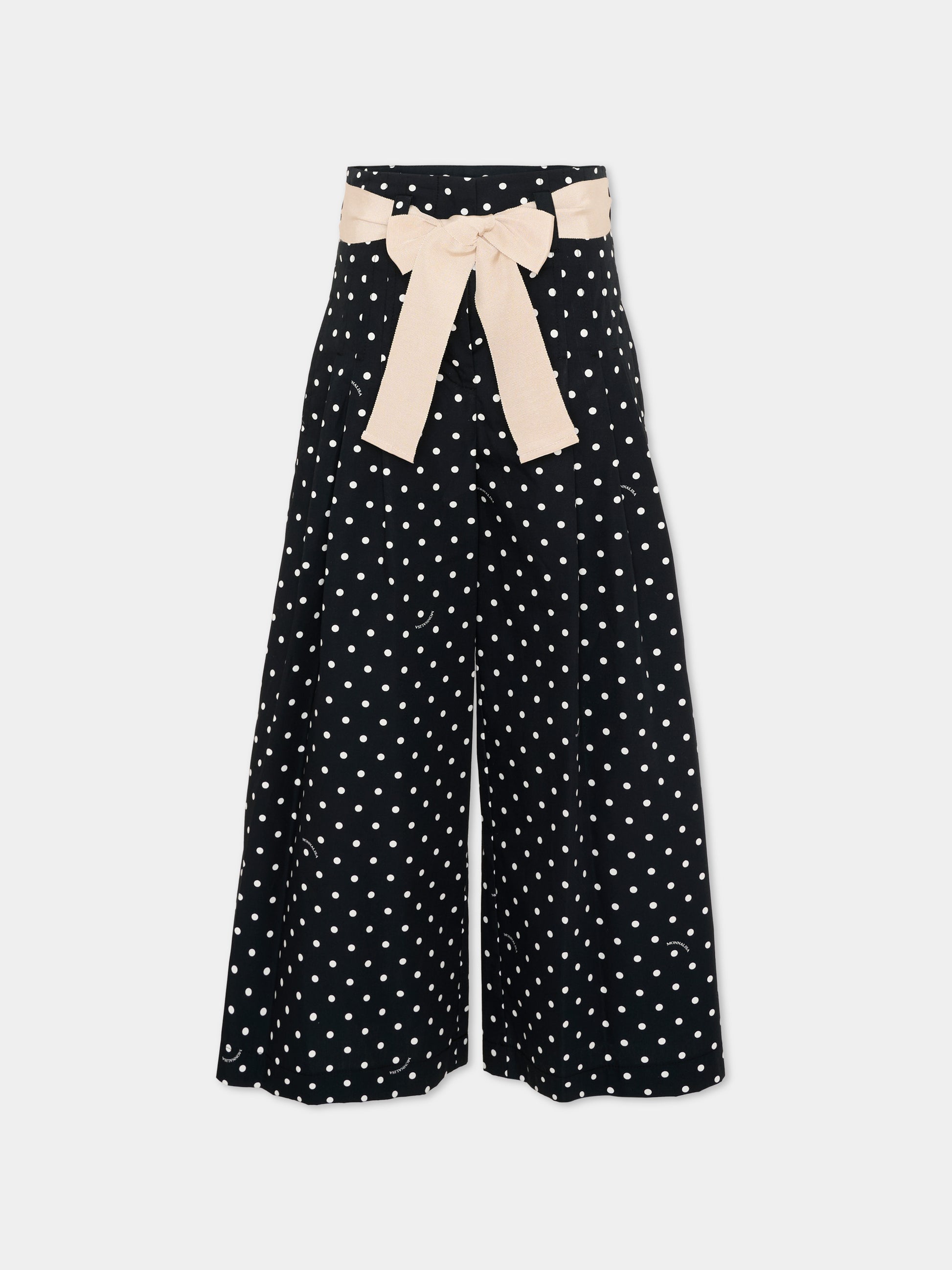 Pantaloni neri a pois per bambina,Monnalisa,11G414 - 7600 - 5099
