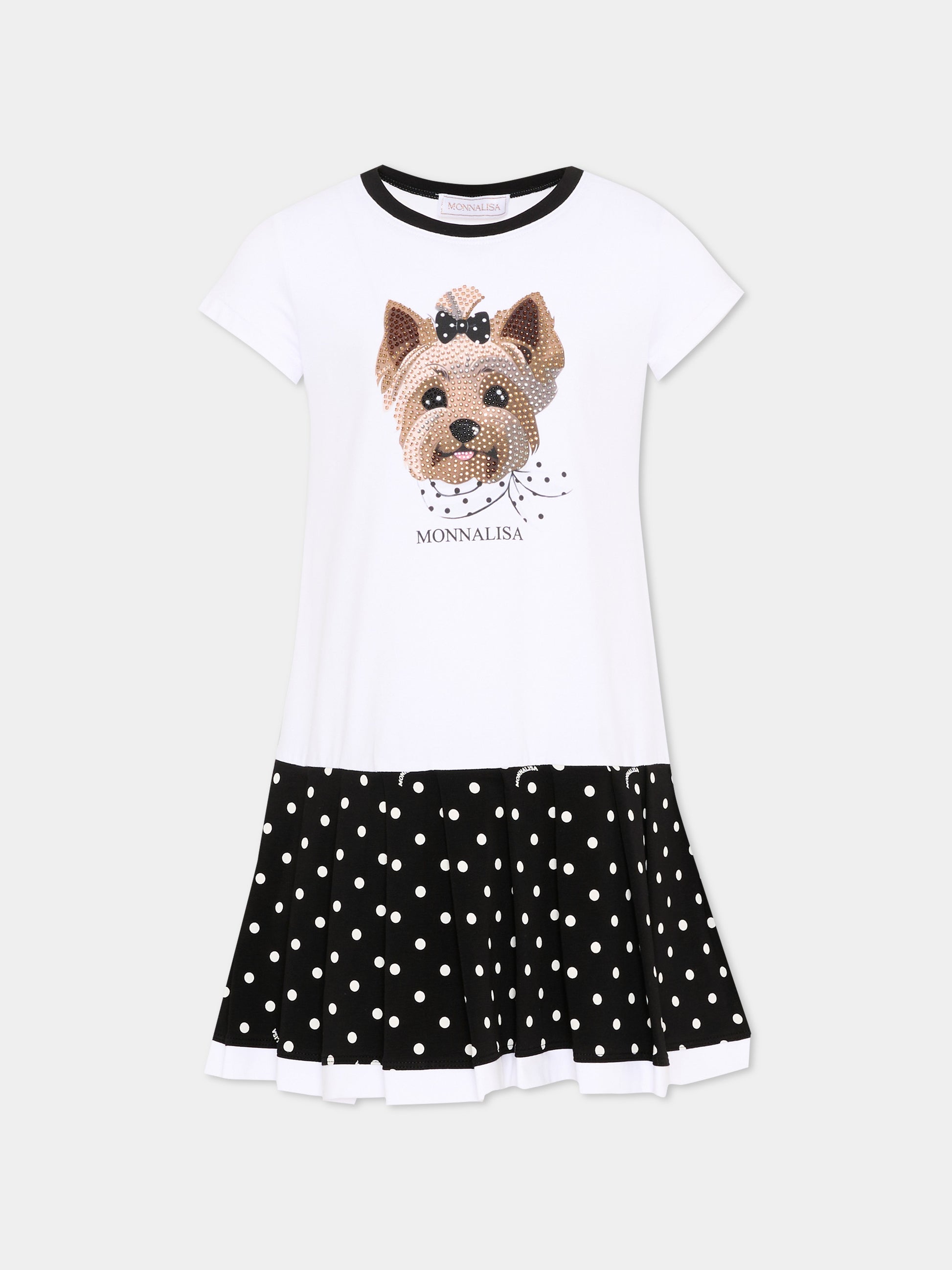 Vestito multicolor per bambina con strass,Monnalisa,19G919 - 7032 - 9950
