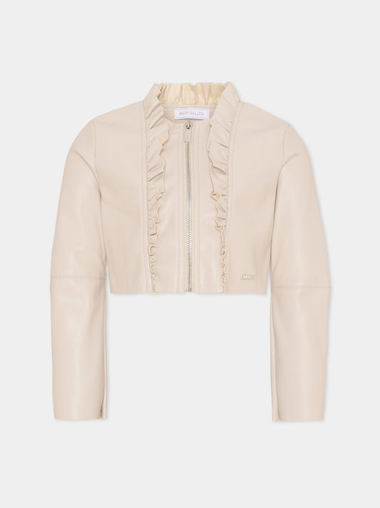 Giubbotto beige per bambina,Monnalisa,17G101 - 7023 - 0003