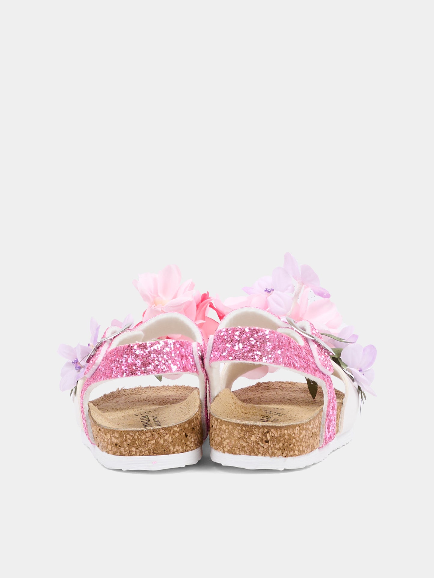 Sandali rosa per bambina con fiori,Monnalisa,8CG010 - 7708 - 0090