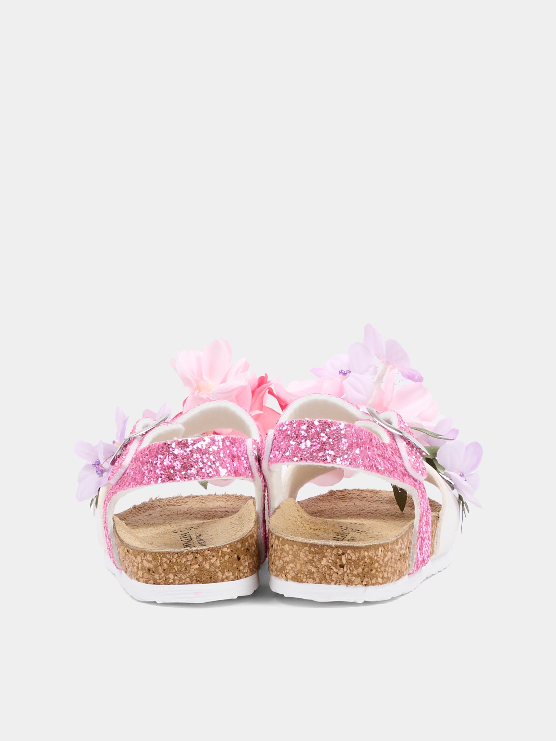 Sandali rosa per bambina con fiori,Monnalisa,8CG010 - 7708 - 0090