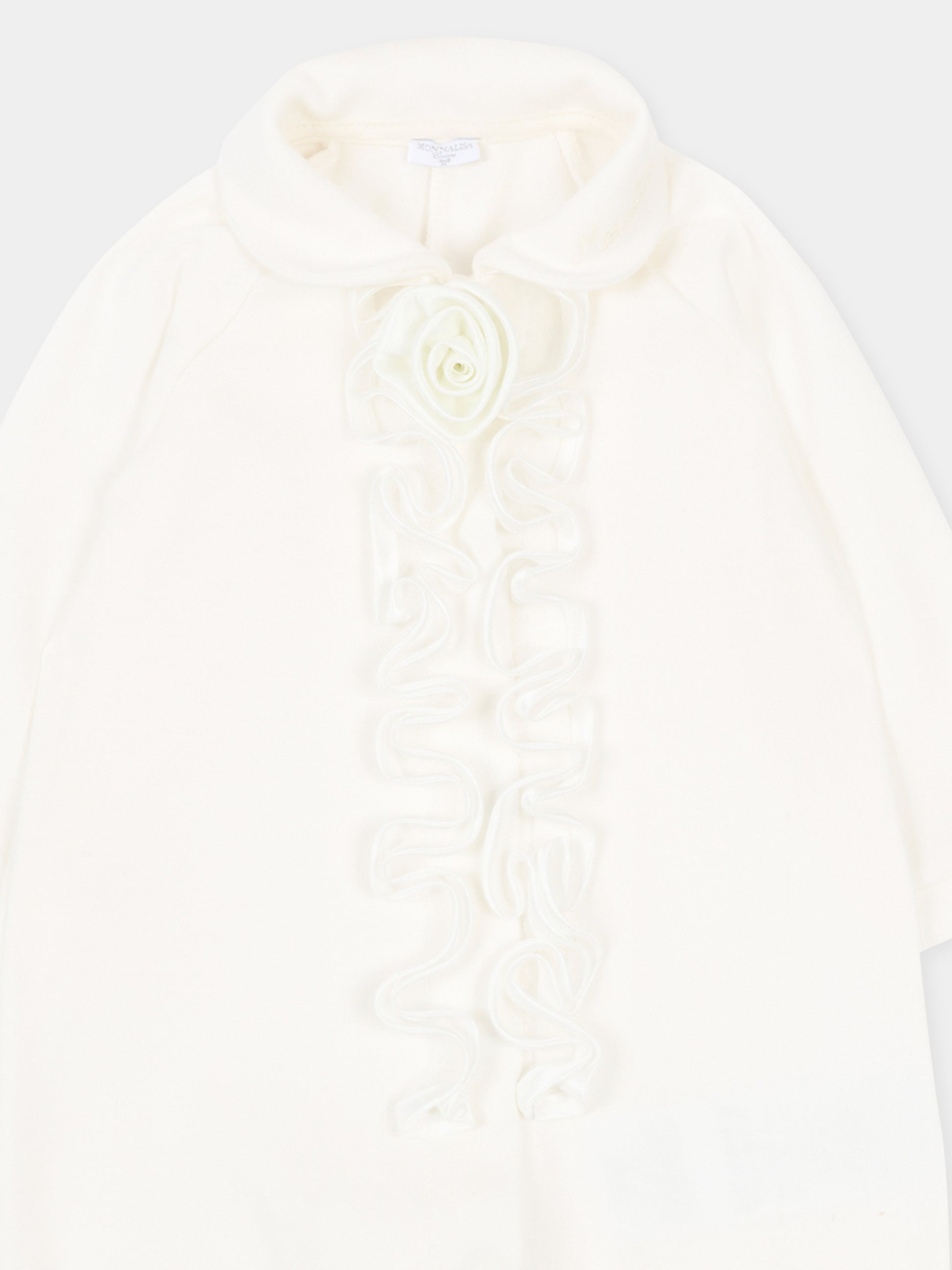 Set tutina bianco per neonata con rosa,Monnalisa,35G501 - 7010 - 0001