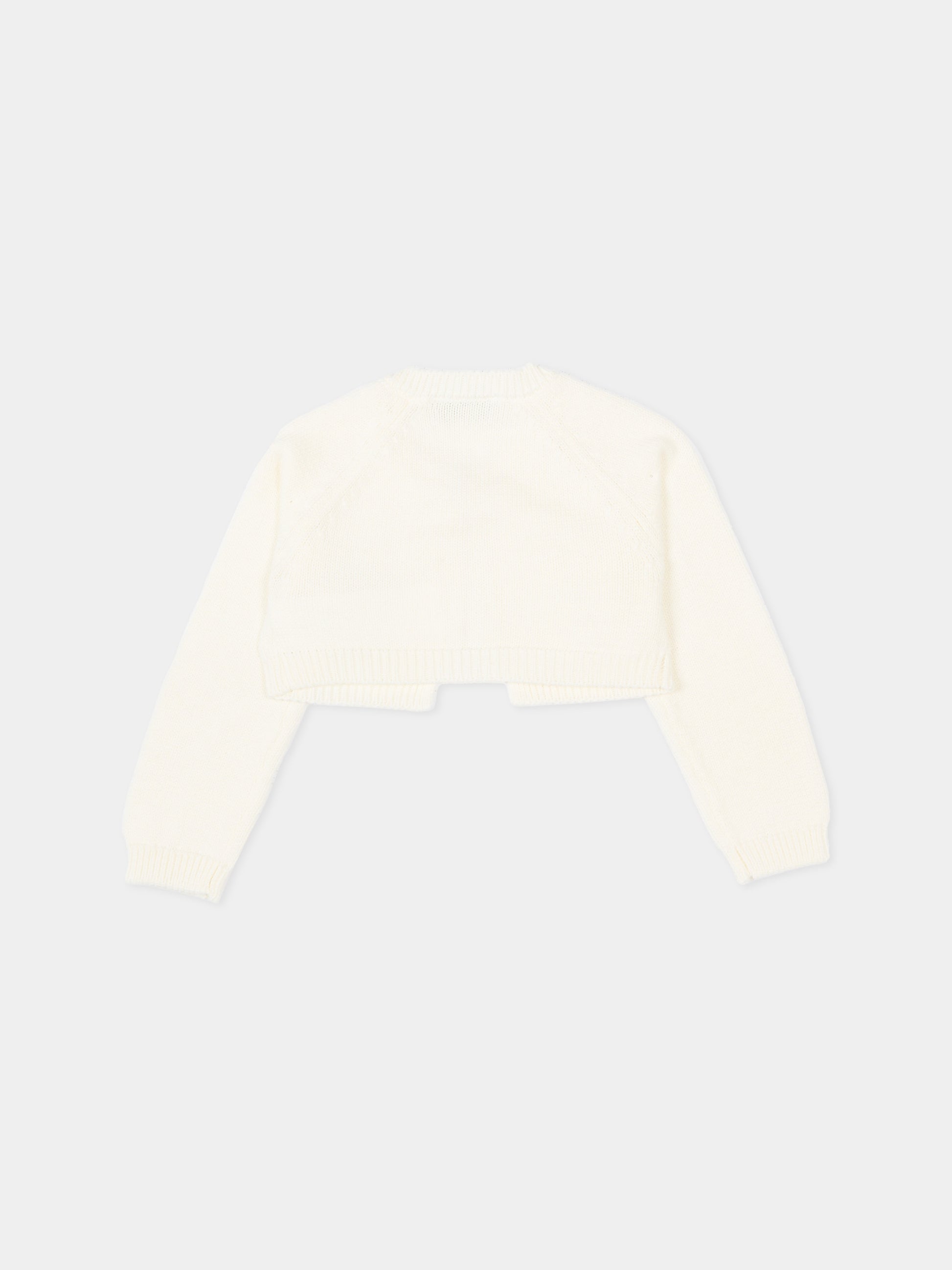 Cardigan bianco per neonata con fiocco,Monnalisa,73G800 - 7036 - 0001