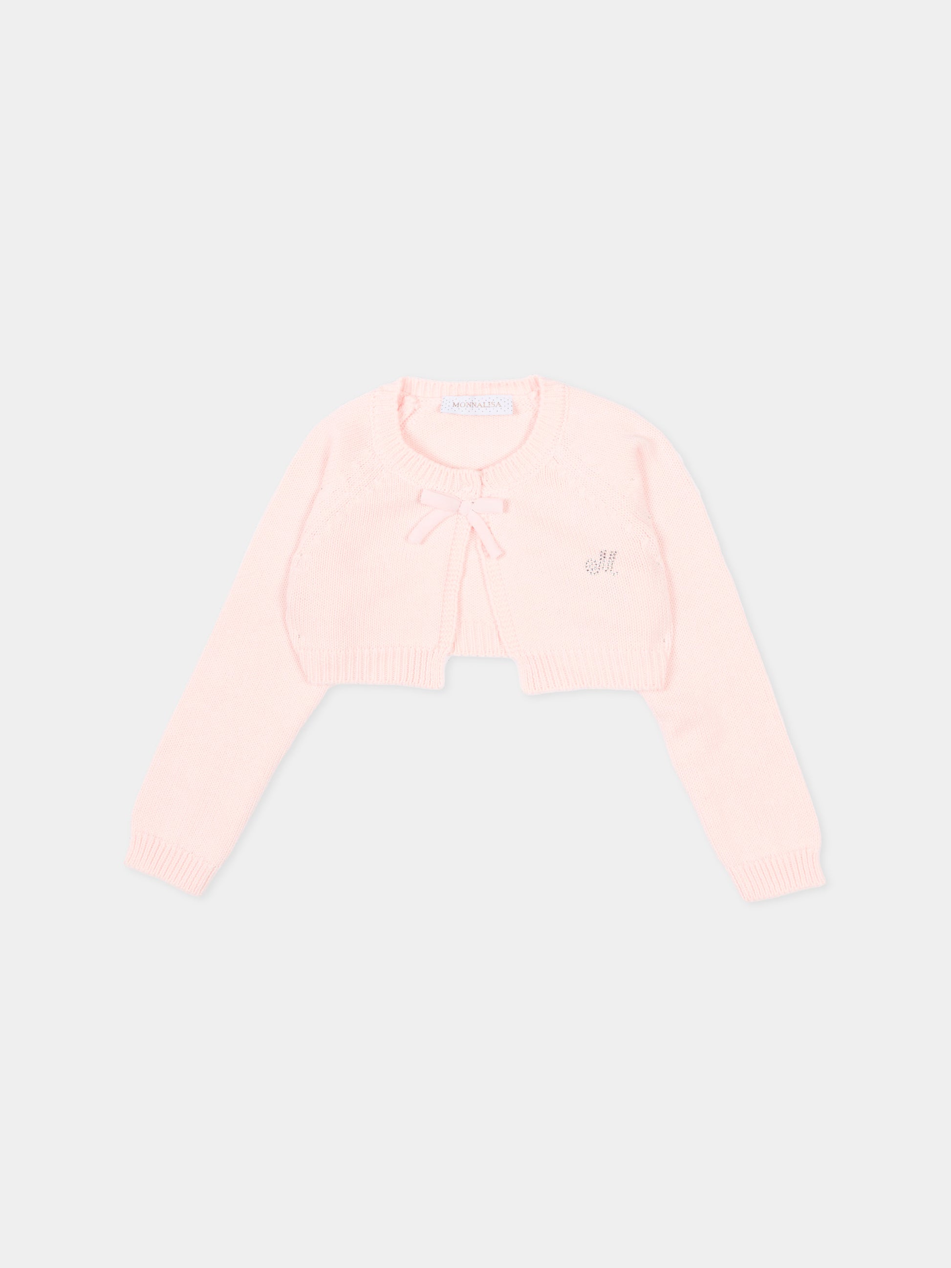 Cardigan rosa per neonata con fiocco,Monnalisa,73G800 - 7036 - 0091