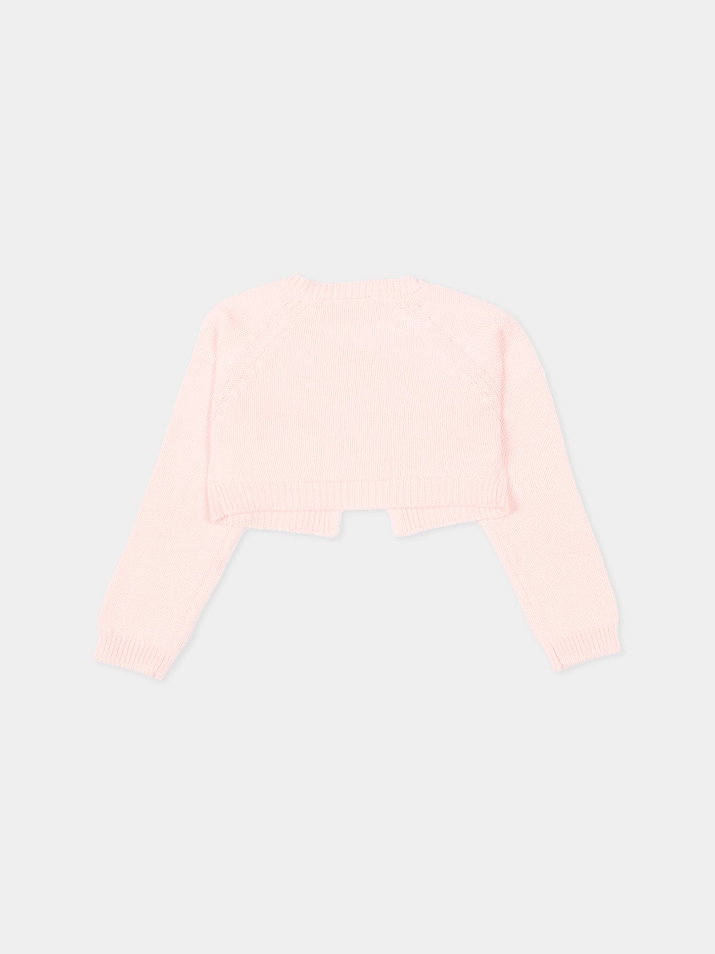 Cardigan rosa per neonata con fiocco,Monnalisa,73G800 - 7036 - 0091