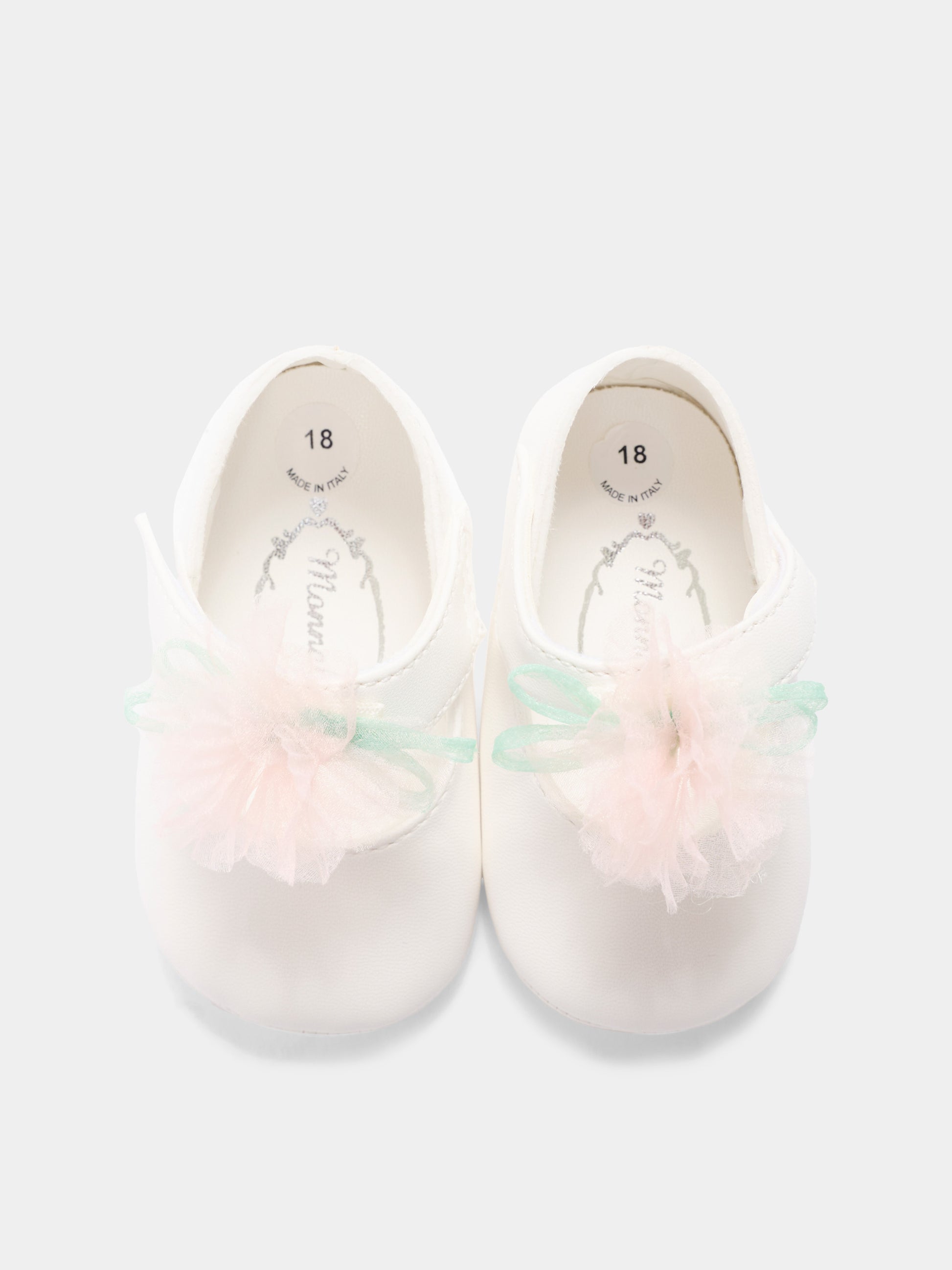Ballerina bianca per neonata con applicazione floreale,Monnalisa,73G001 - 7768 - 0001