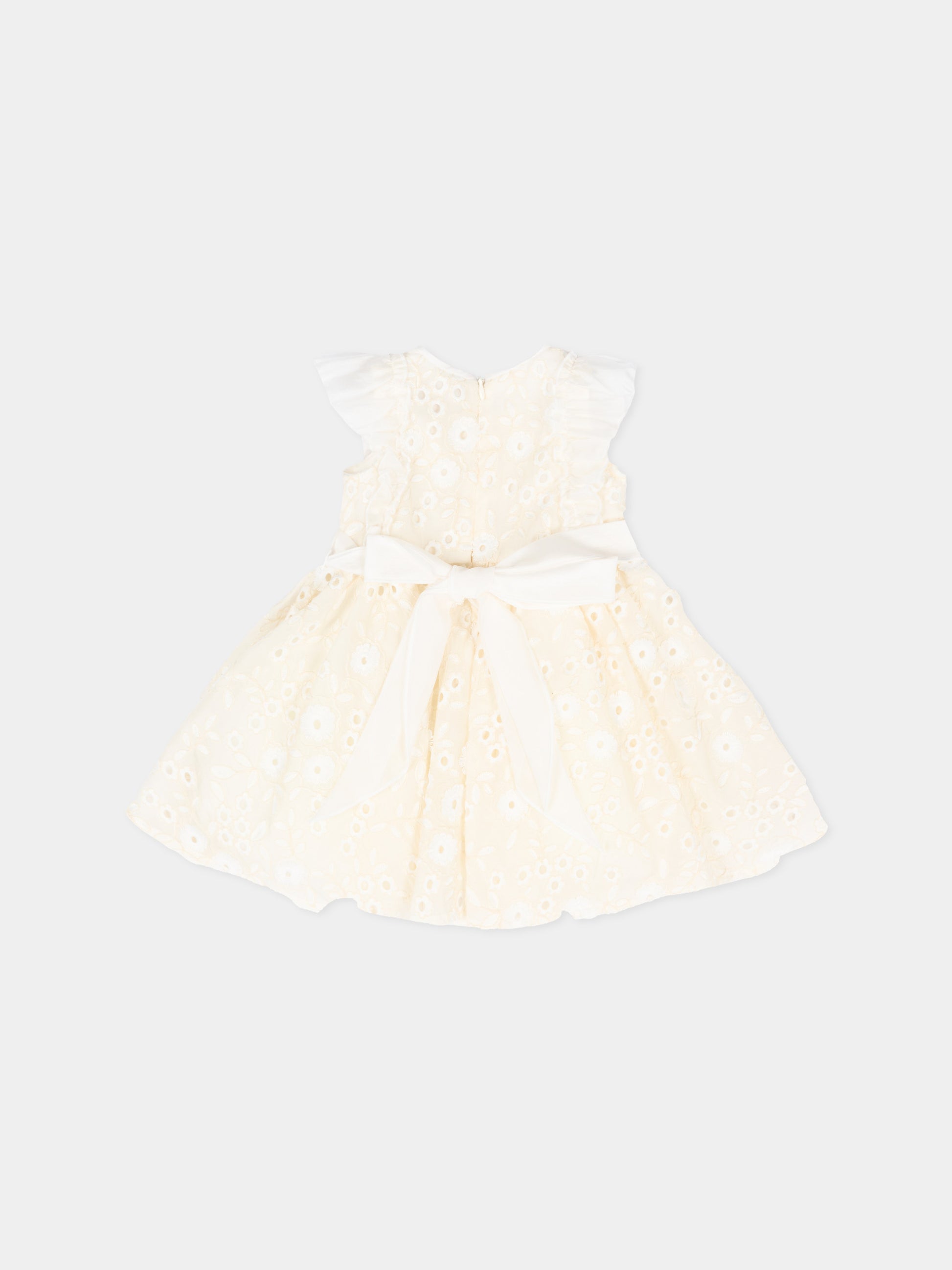 Abito elegante avorio per neonata in pizzo Sangallo,Monnalisa,73G901 - 7943 - 0002