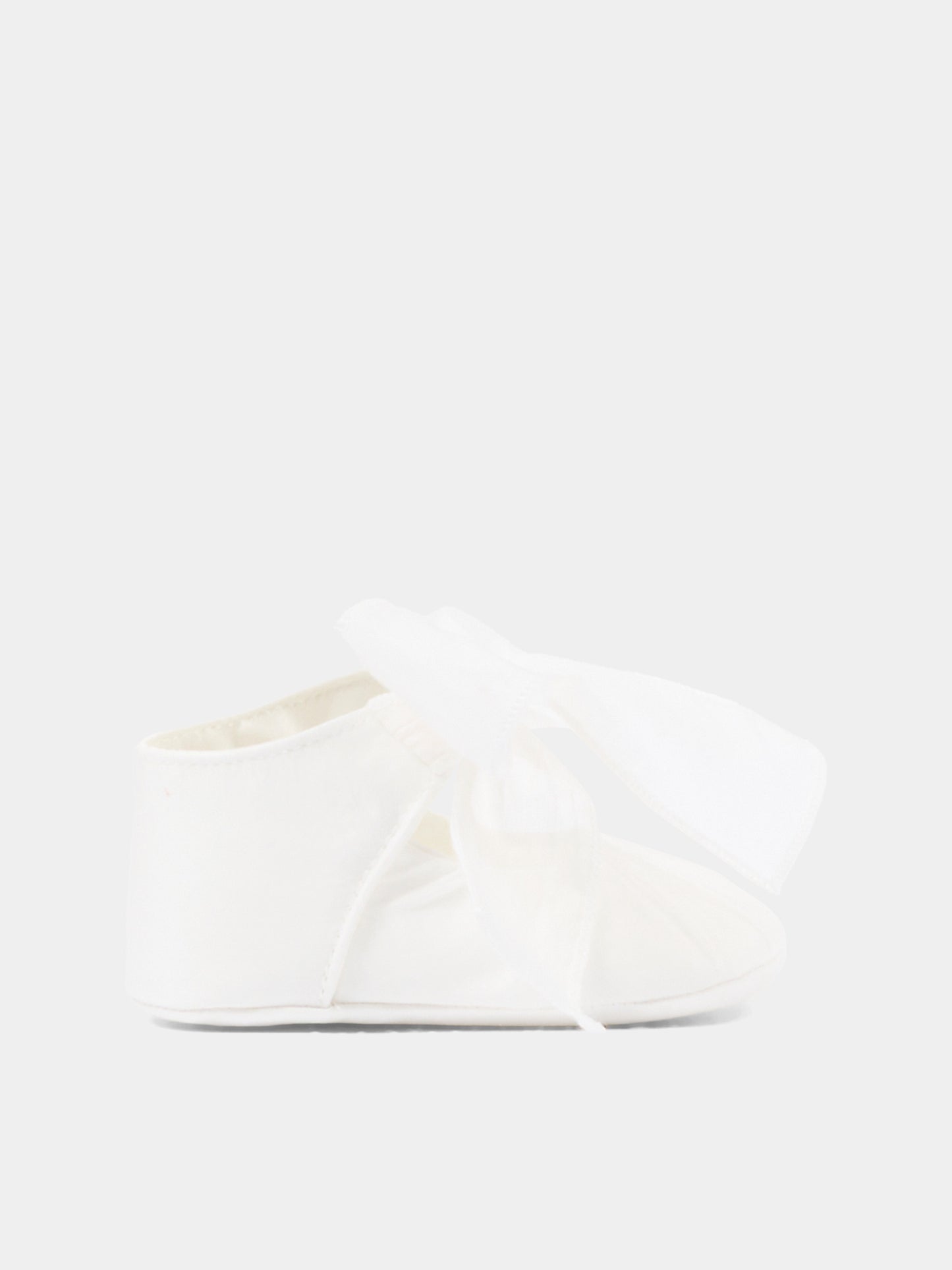 Ballerine bianche per neonata con fiocco,Monnalisa,73G002 - 7133 - 0001