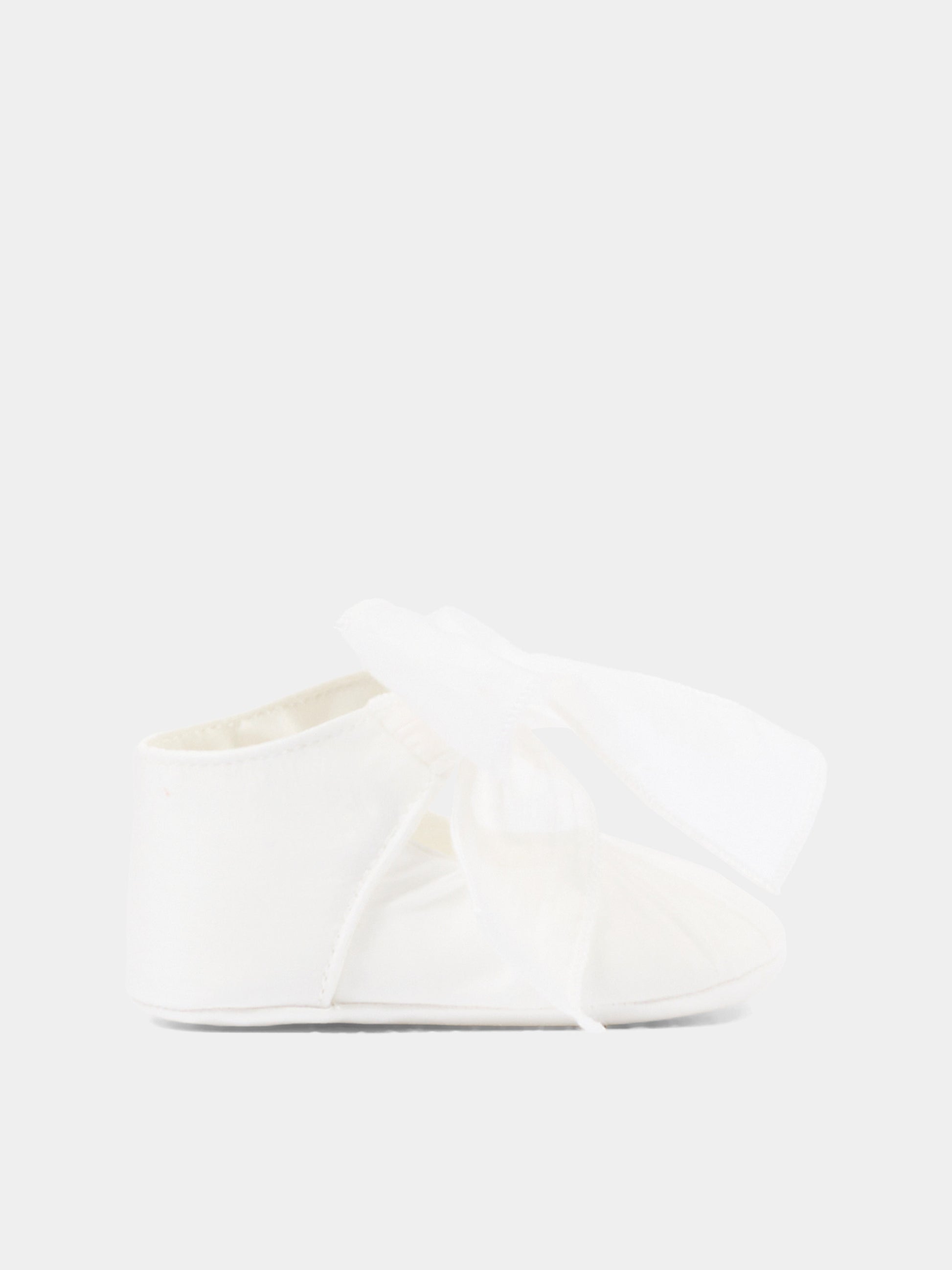 Ballerine bianche per neonata con fiocco,Monnalisa,73G002 - 7133 - 0001