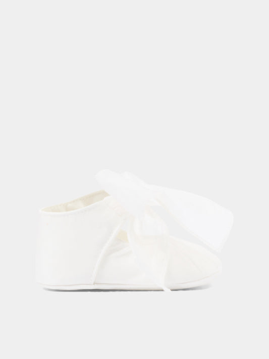 Ballerine bianche per neonata con fiocco,Monnalisa,73G002 - 7133 - 0001