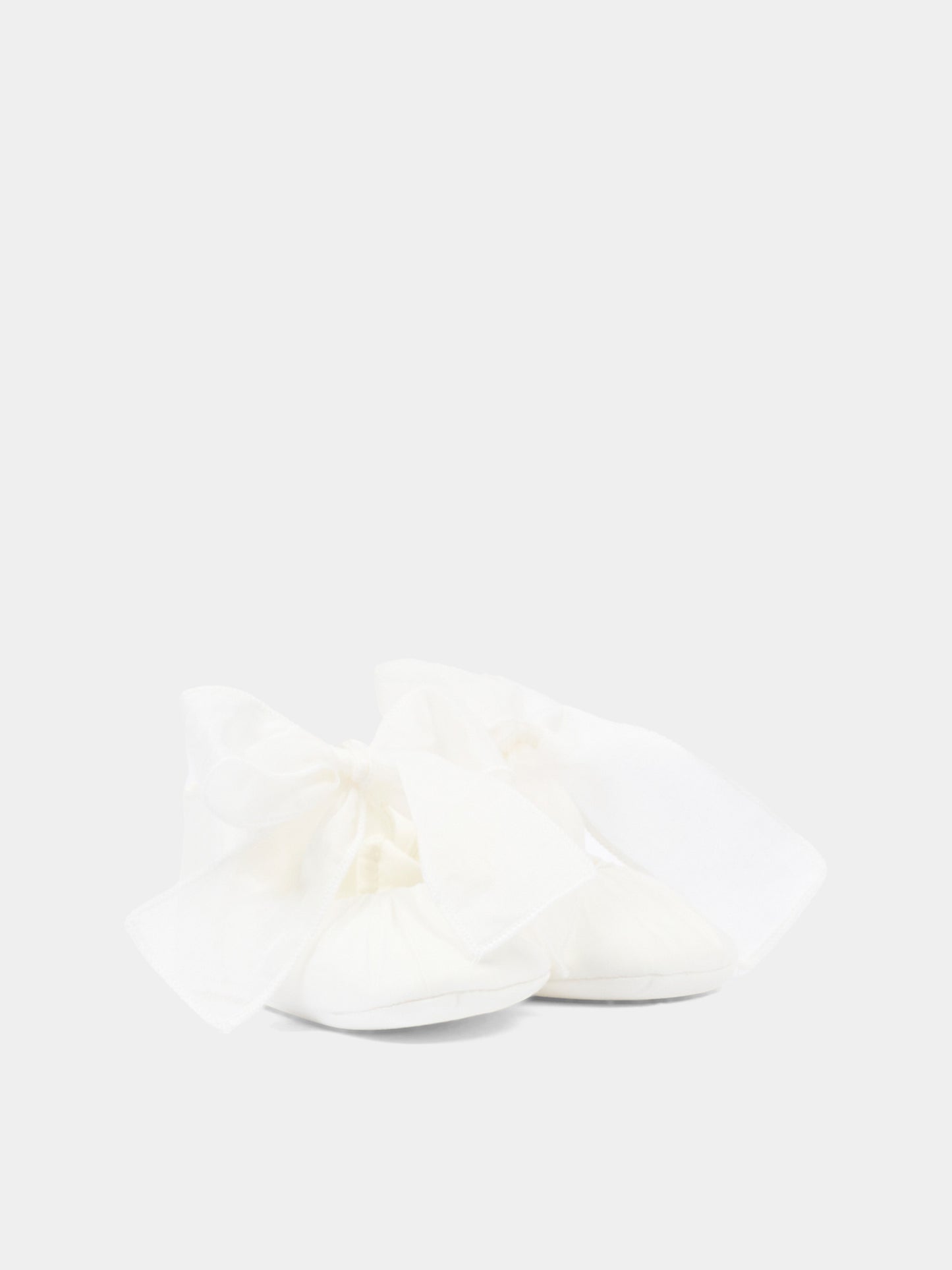 Ballerine bianche per neonata con fiocco,Monnalisa,73G002 - 7133 - 0001