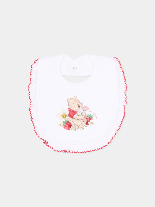 Bavaglino bianco per neonata con Winnie the Pooh,Monnalisa,35G013 - 7084 - 0099