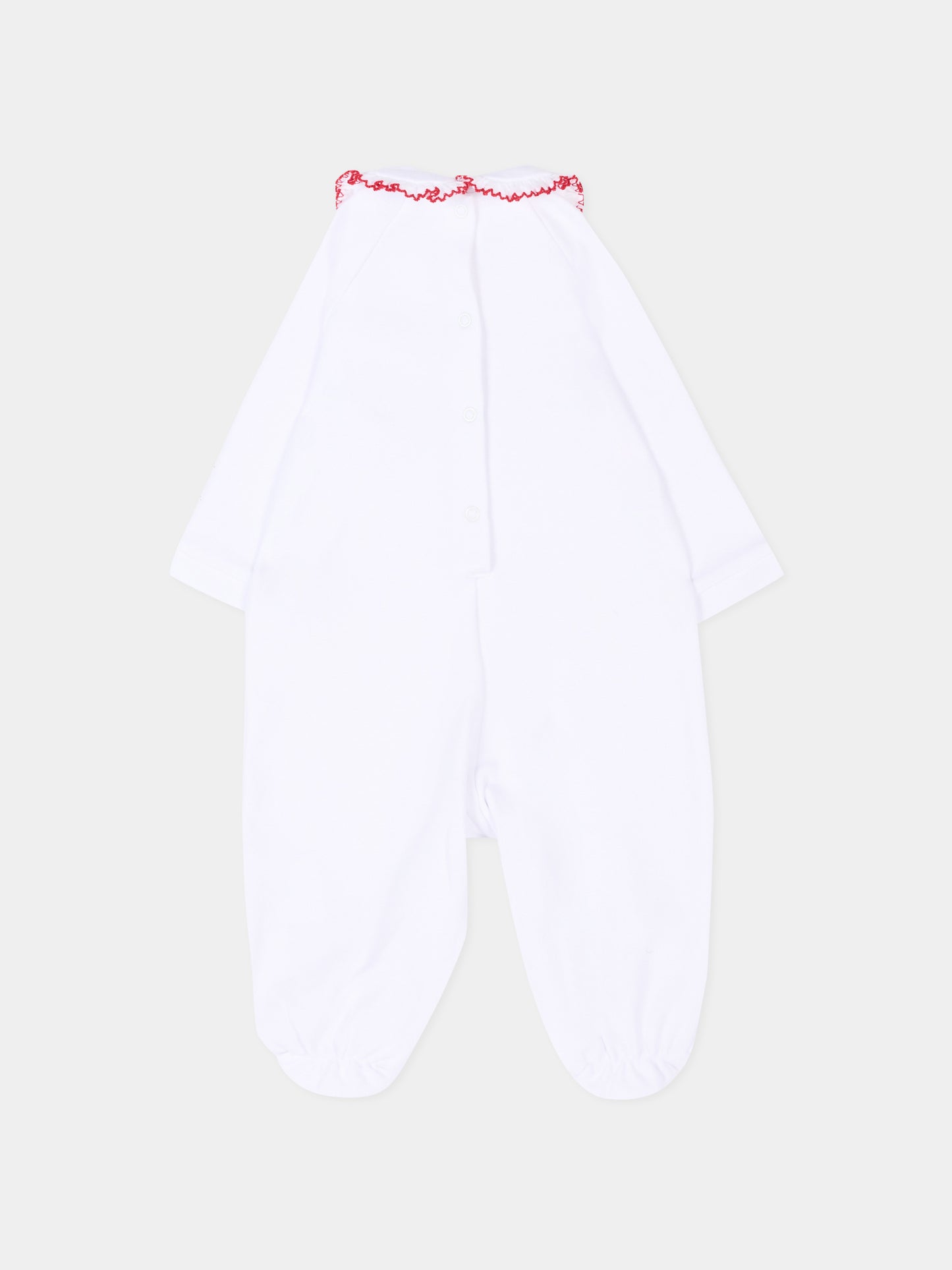 Set tutina bianco per neonata con fragole,Monnalisa,35G514 - 7084 - 0099