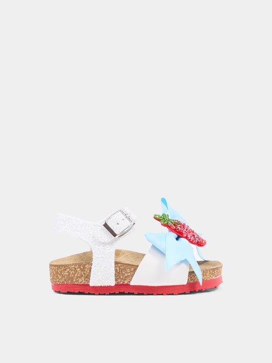 Sandali bianchi per neonata e bambina con fragola,Monnalisa,83G007 - 7708 - 9944