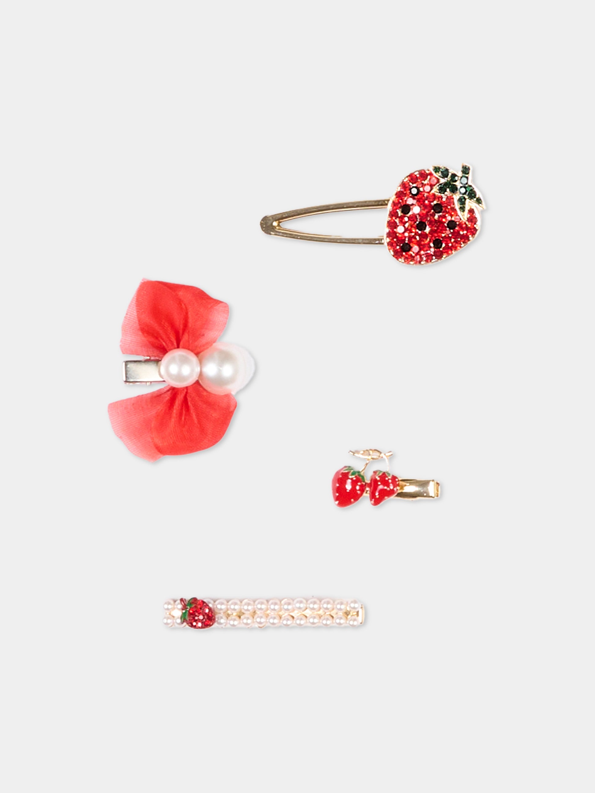 Set fermagli rosso per bambina,Monnalisa,39G018 - 7759 - 0044