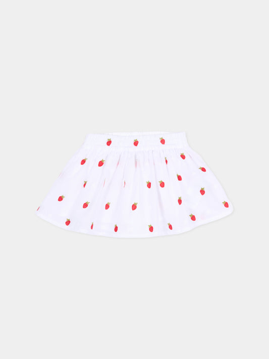 Shorts bianchi per neonata con fragole,Monnalisa,31G413 - 7944 - 9944